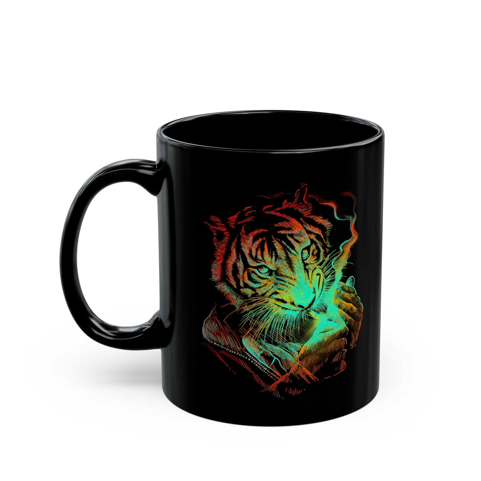 Smokin Tiger Black Mug (11oz, 15oz)-Phoenix Styles