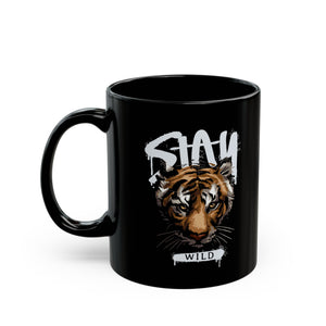 Stay Wild Tiger Black Mug (11oz, 15oz)-Phoenix Styles