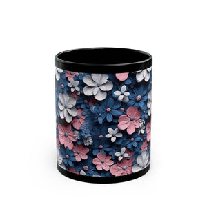 Flower Black Mug (11oz, 15oz)-Phoenix Styles