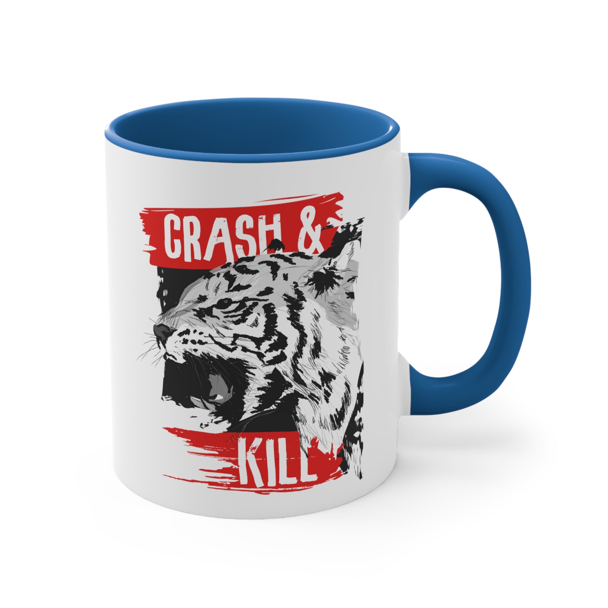 Tiger Crash and Kill Accent Coffee Mug, 11oz-Phoenix Styles