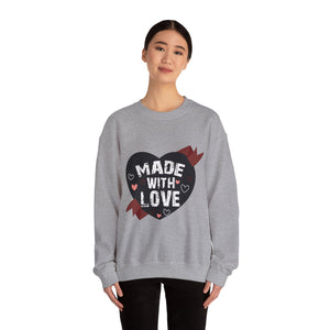 Made With Love Valentine's Day Crewneck Sweatshirt-Phoenix Styles