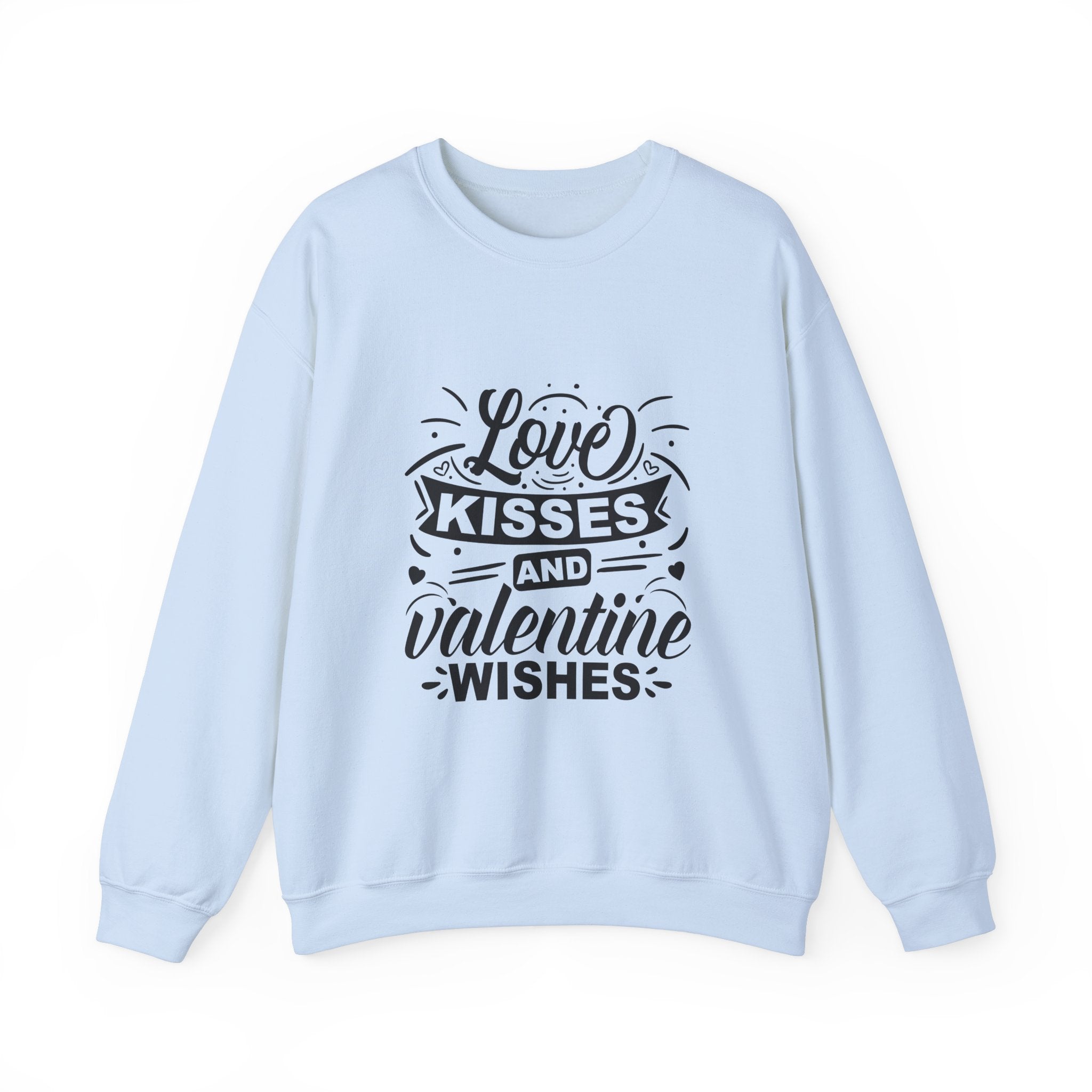 Love Kisses and Valentine Wishes-Valentine's Day Crewneck Sweatshirt-Phoenix Styles