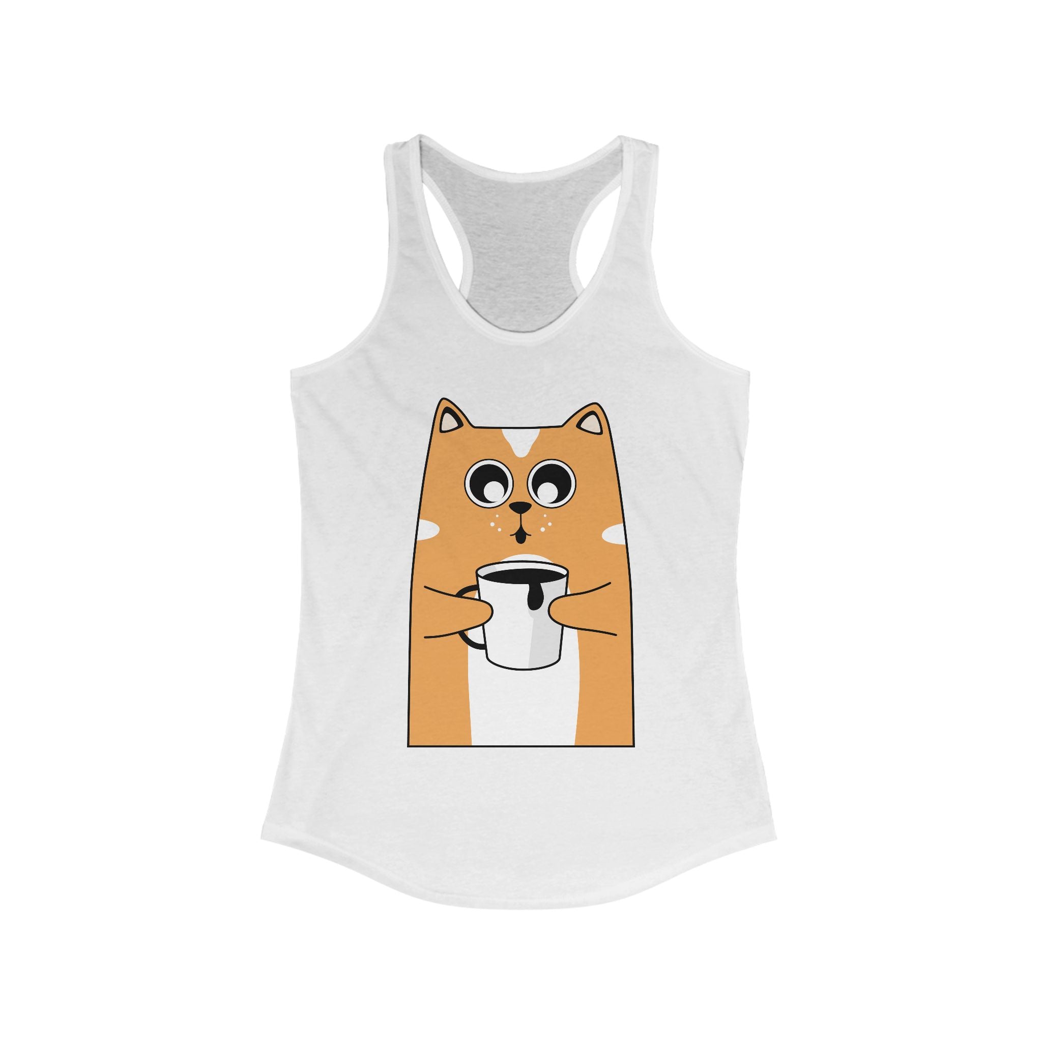 Cute Cat Coffee Lover Women's Racerback Tank Top