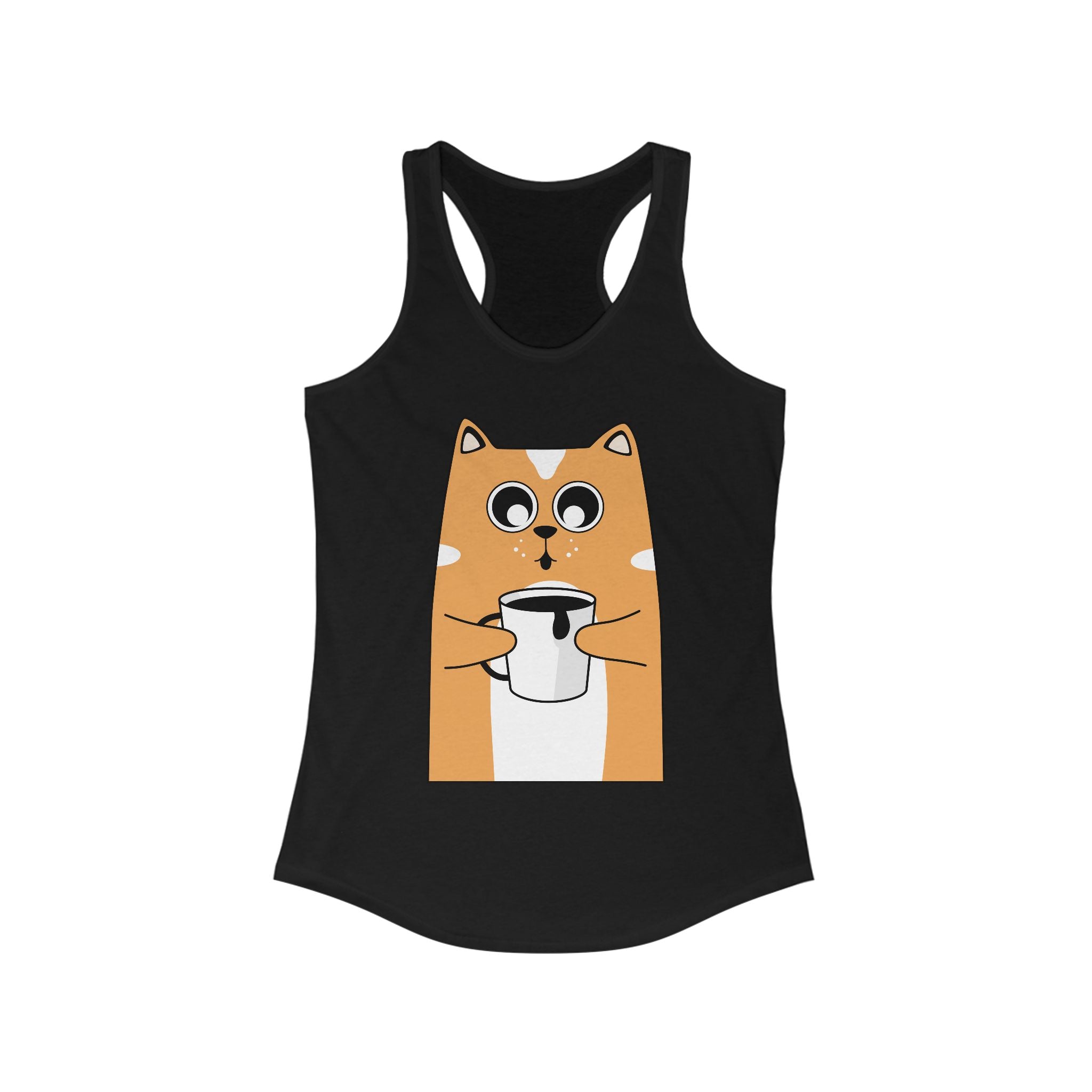 Cute Cat Coffee Lover Women's Racerback Tank Top