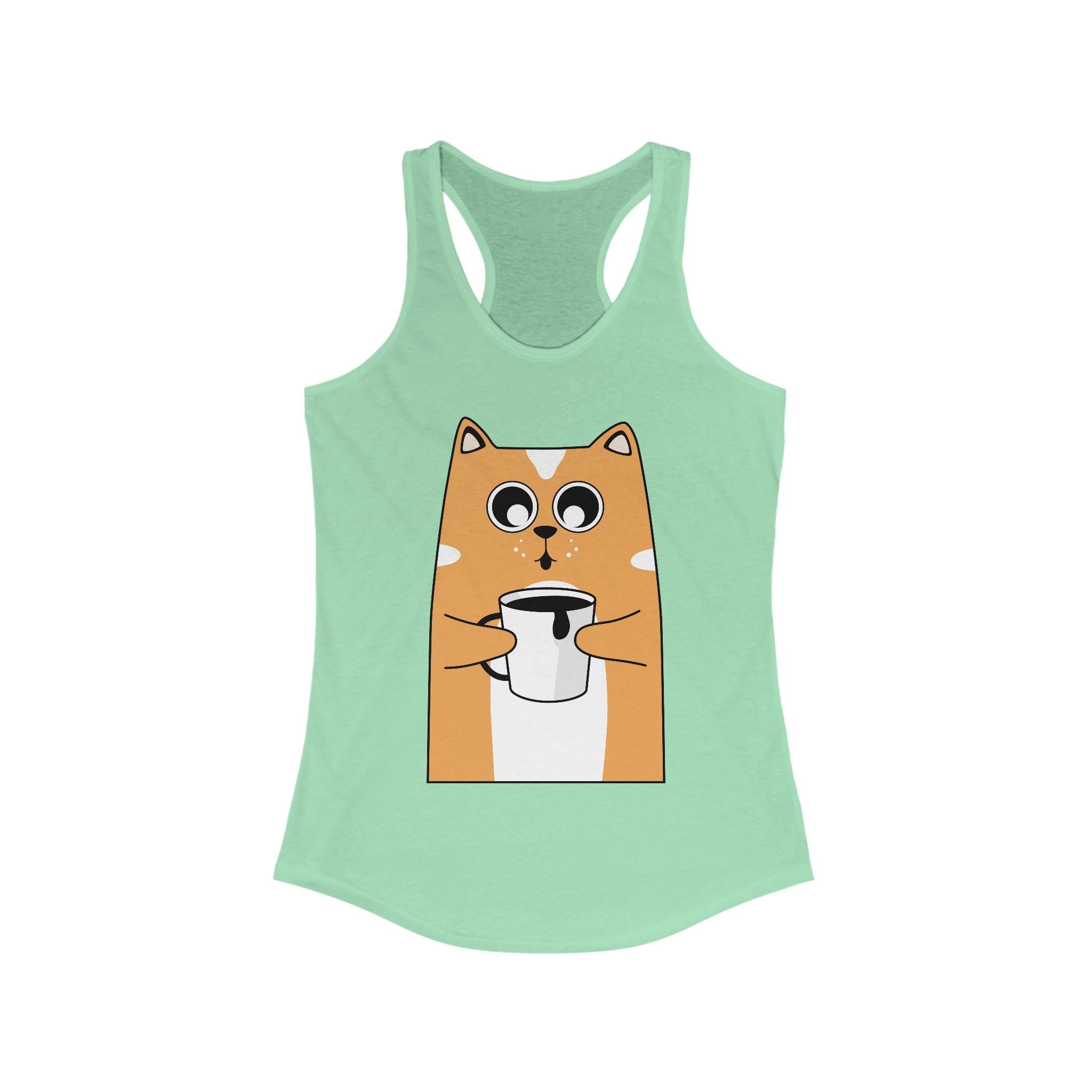 Cute Cat Coffee Lover Women's Racerback Tank Top