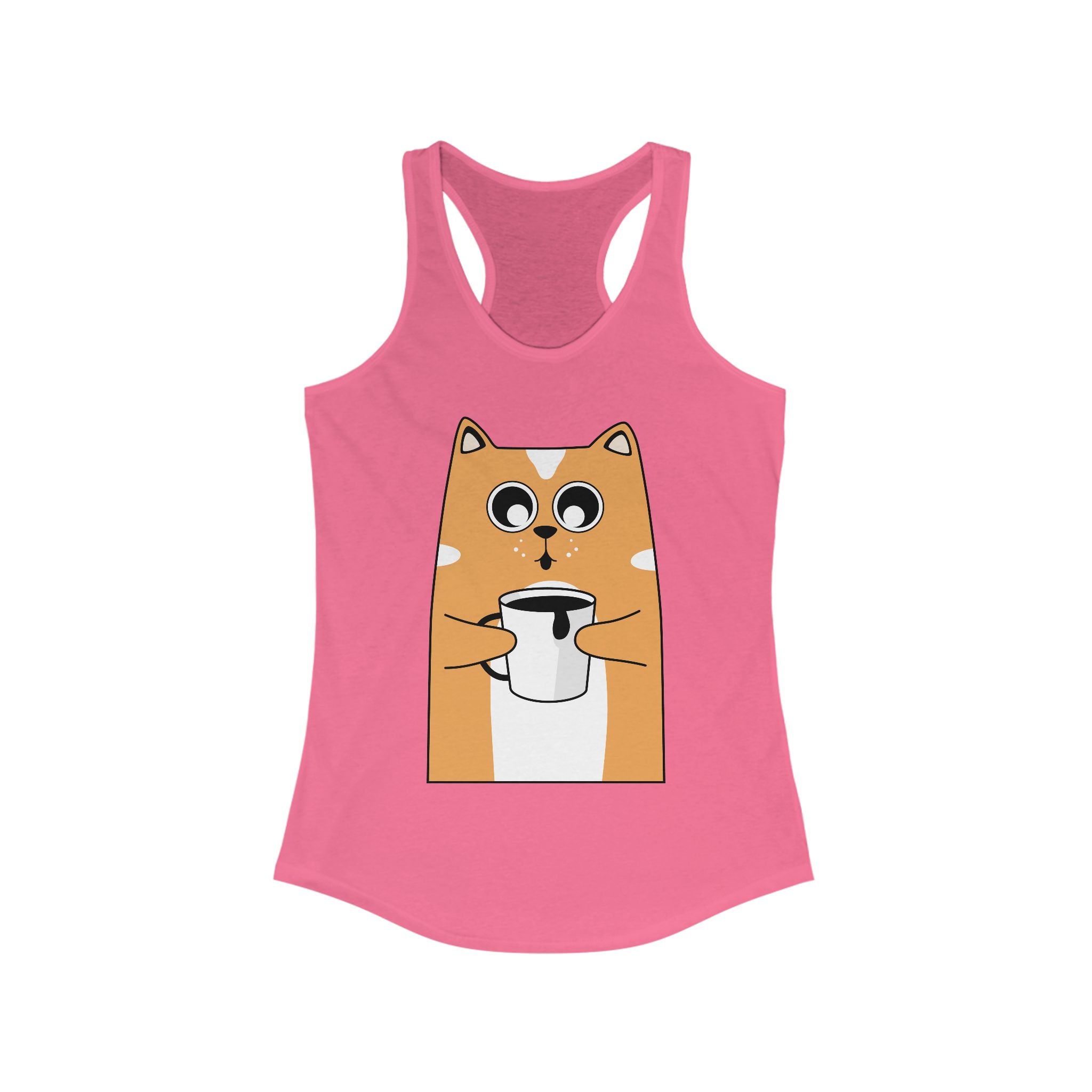 Cute Cat Coffee Lover Women's Racerback Tank Top