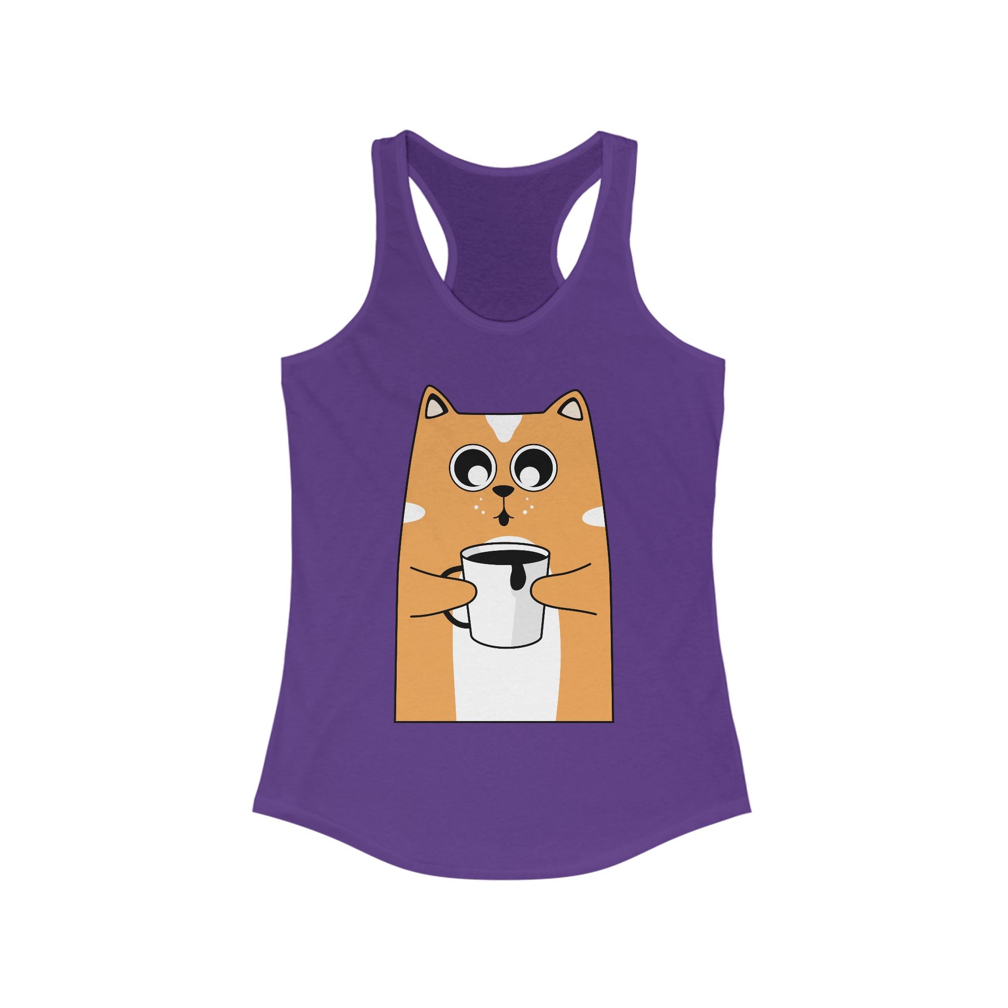 Cute Cat Coffee Lover Women's Racerback Tank Top