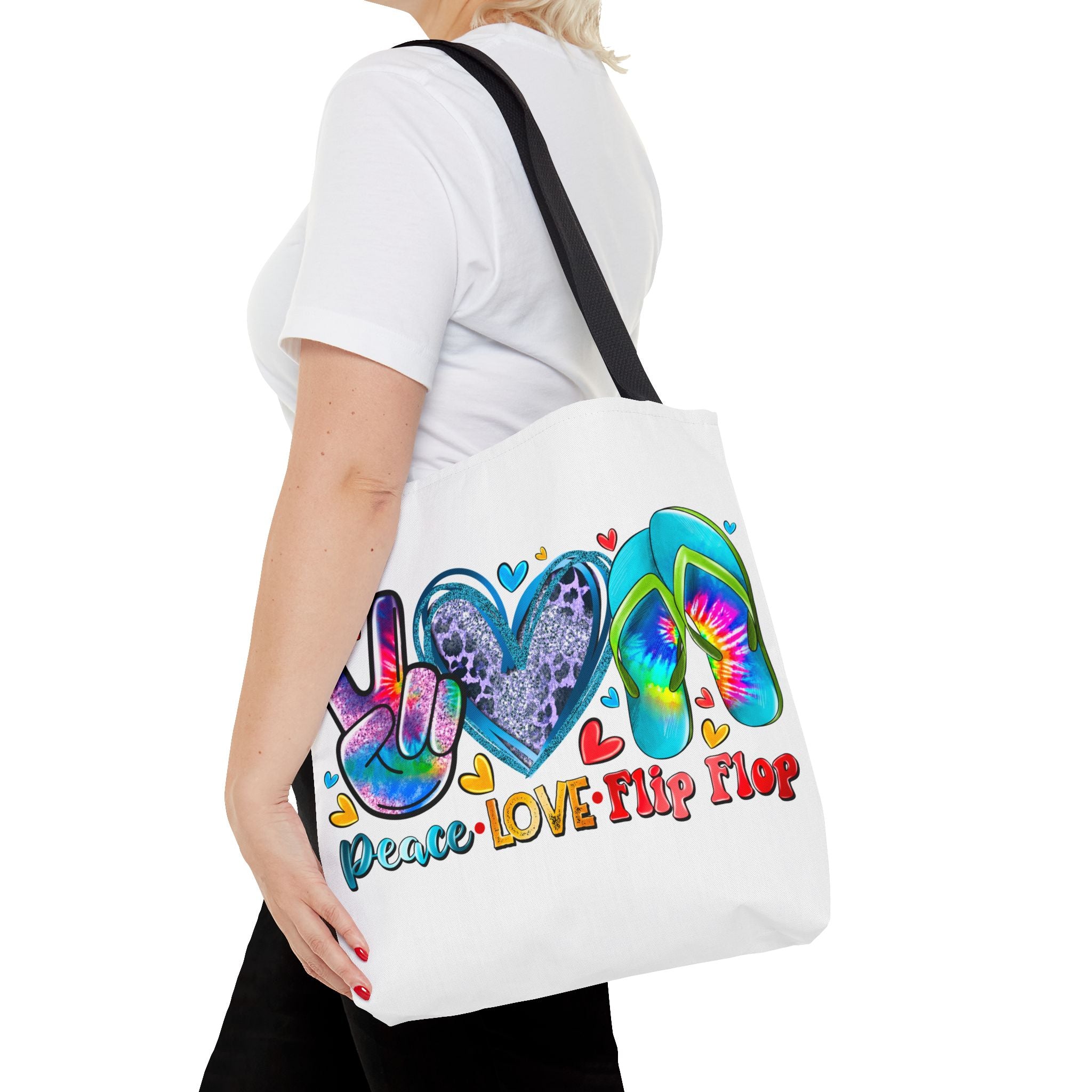 Peace Love Flip Flop Tote Bag-Phoenix Styles