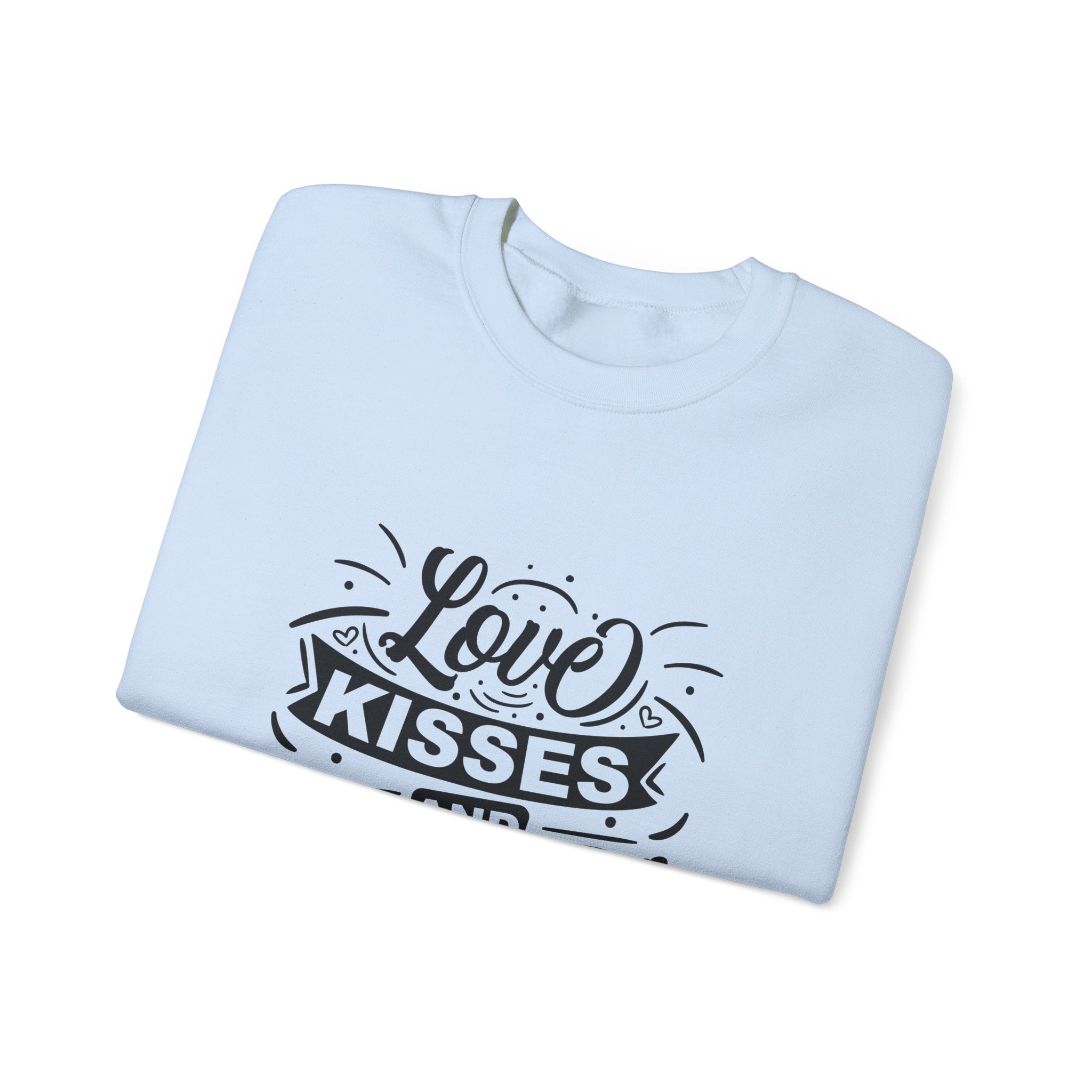 Love Kisses and Valentine Wishes-Valentine's Day Crewneck Sweatshirt-Phoenix Styles