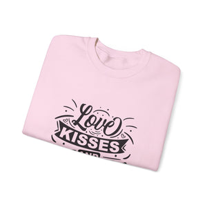 Love Kisses and Valentine Wishes-Valentine's Day Crewneck Sweatshirt-Phoenix Styles