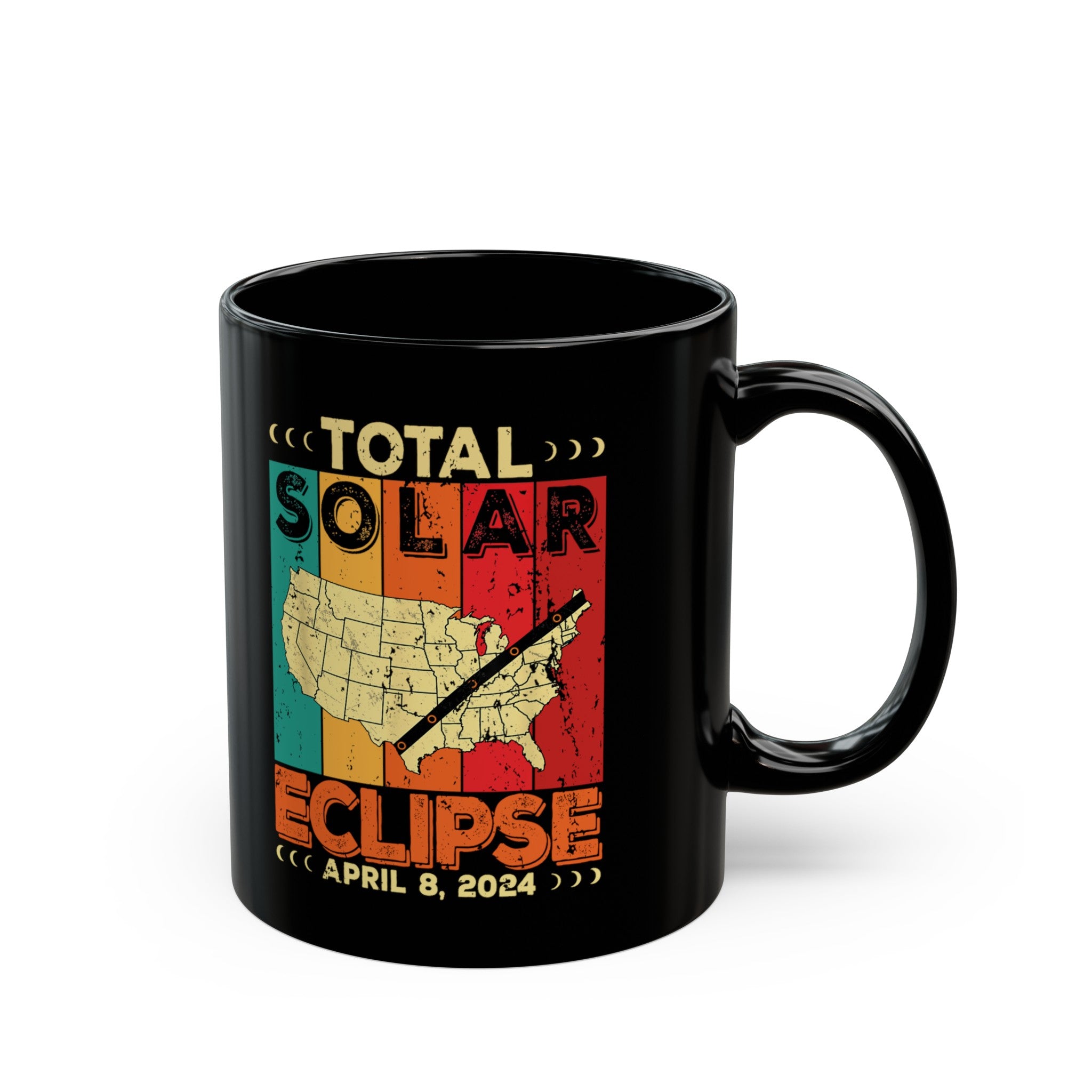 Total Solar Elipse -Map Black Mug (11oz, 15oz)-Phoenix Styles