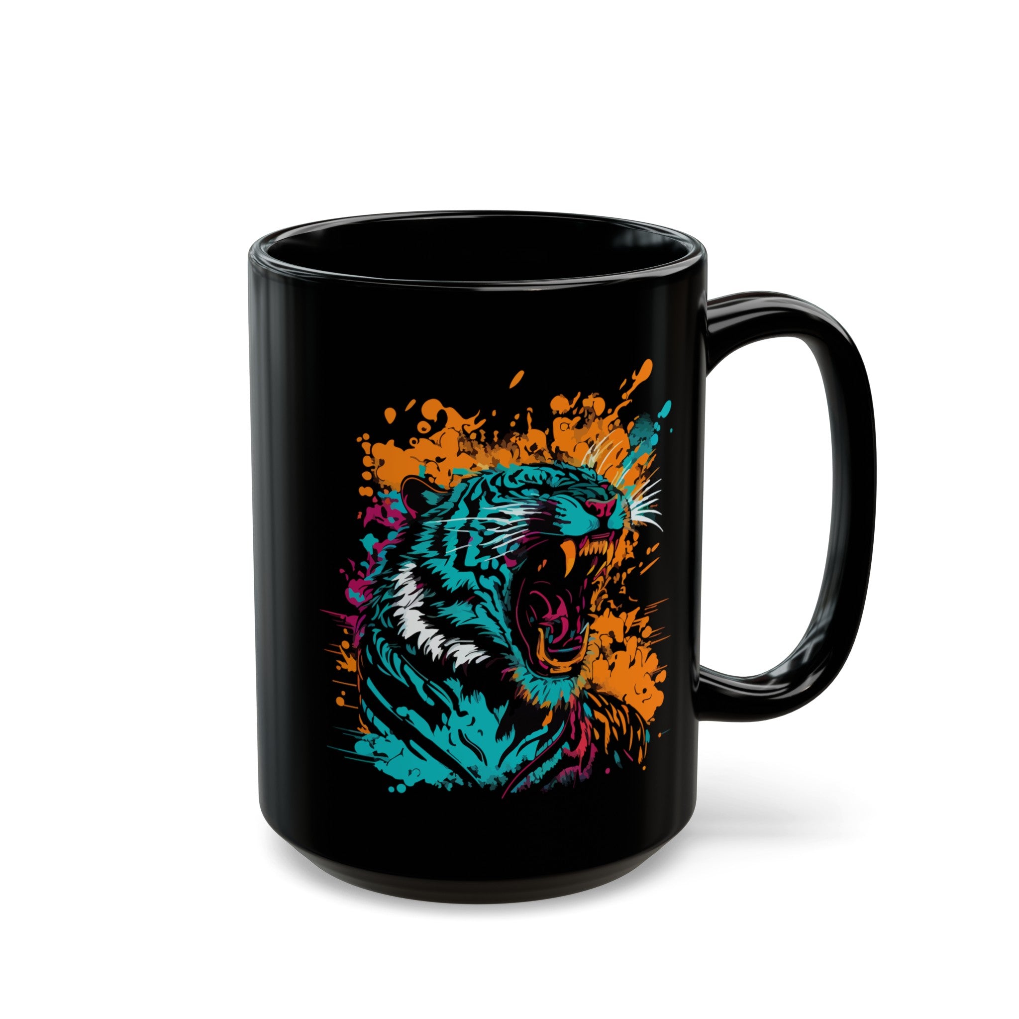 Raging Tiger Black Mug (11oz, 15oz)-Phoenix Styles