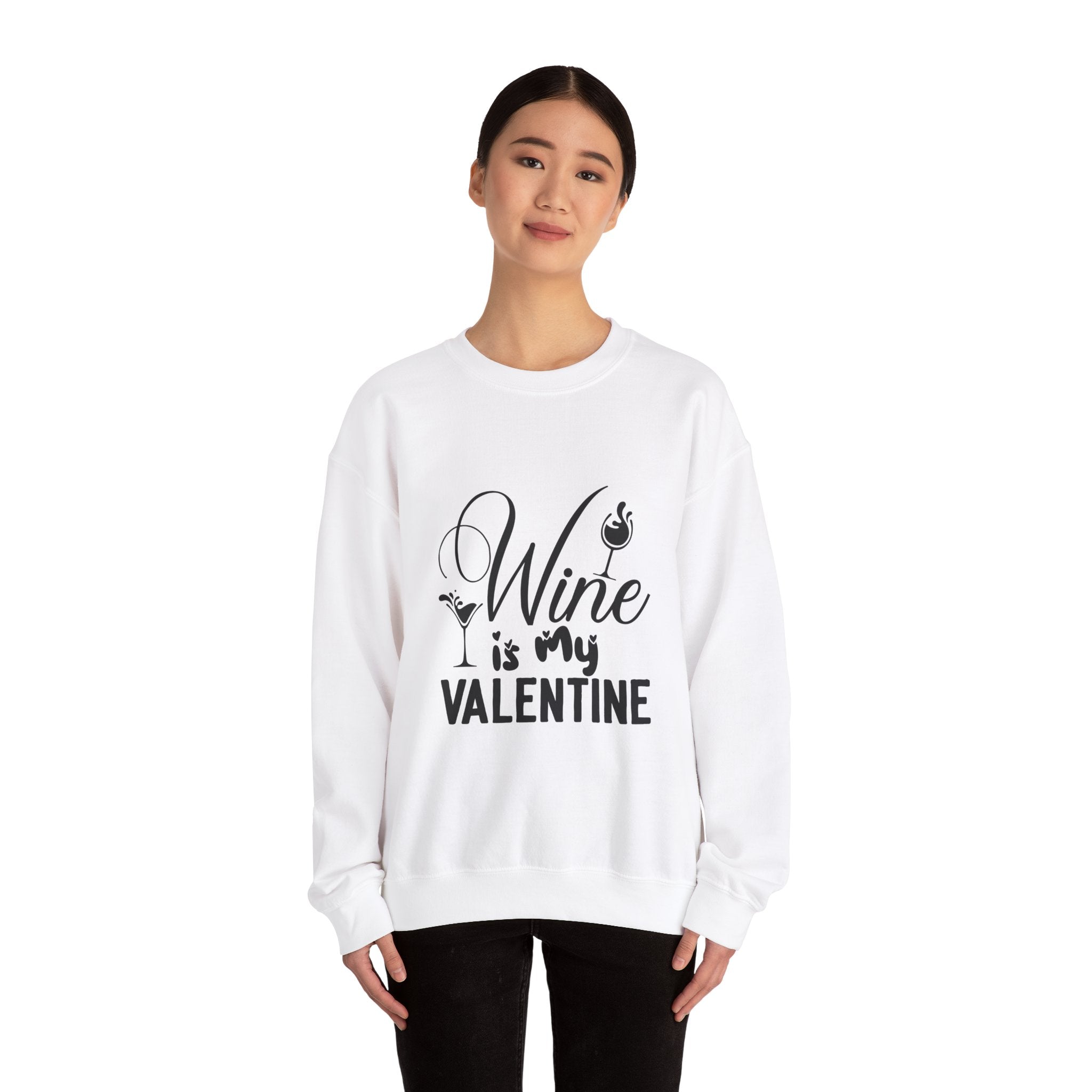 Wine Is My Valentine-Valentine's Day Crewneck Sweatshirt-Phoenix Styles