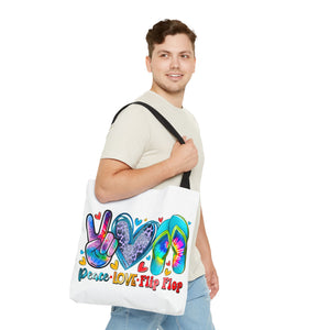 Peace Love Flip Flop Tote Bag-Phoenix Styles