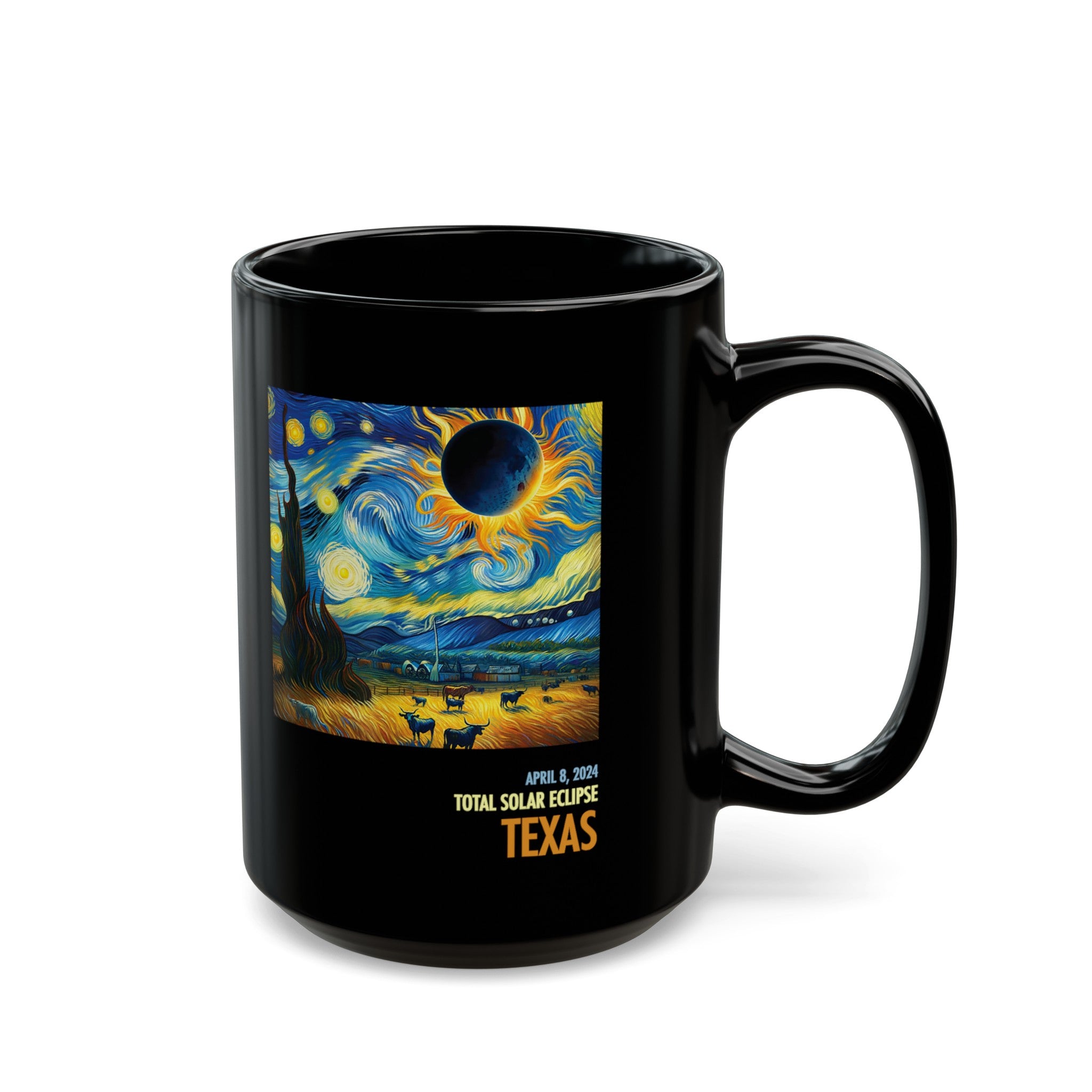 Solar Texas Eclipse Black Mug (11oz, 15oz)-Phoenix Styles