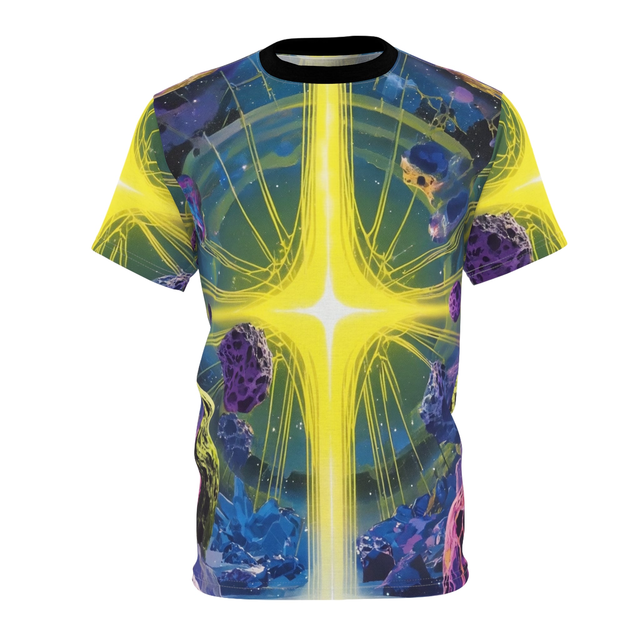 Cosmic Vibes Cut & Sew Tee - Bright Galaxy Design