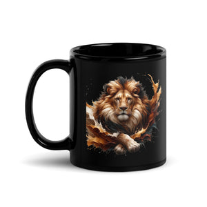 Lion Black Glossy Mug-Phoenix Styles