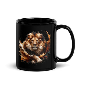 Lion Black Glossy Mug-Phoenix Styles