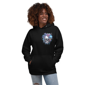 Purple and Blue Floral Skull Unisex Hoodie-Phoenix Styles