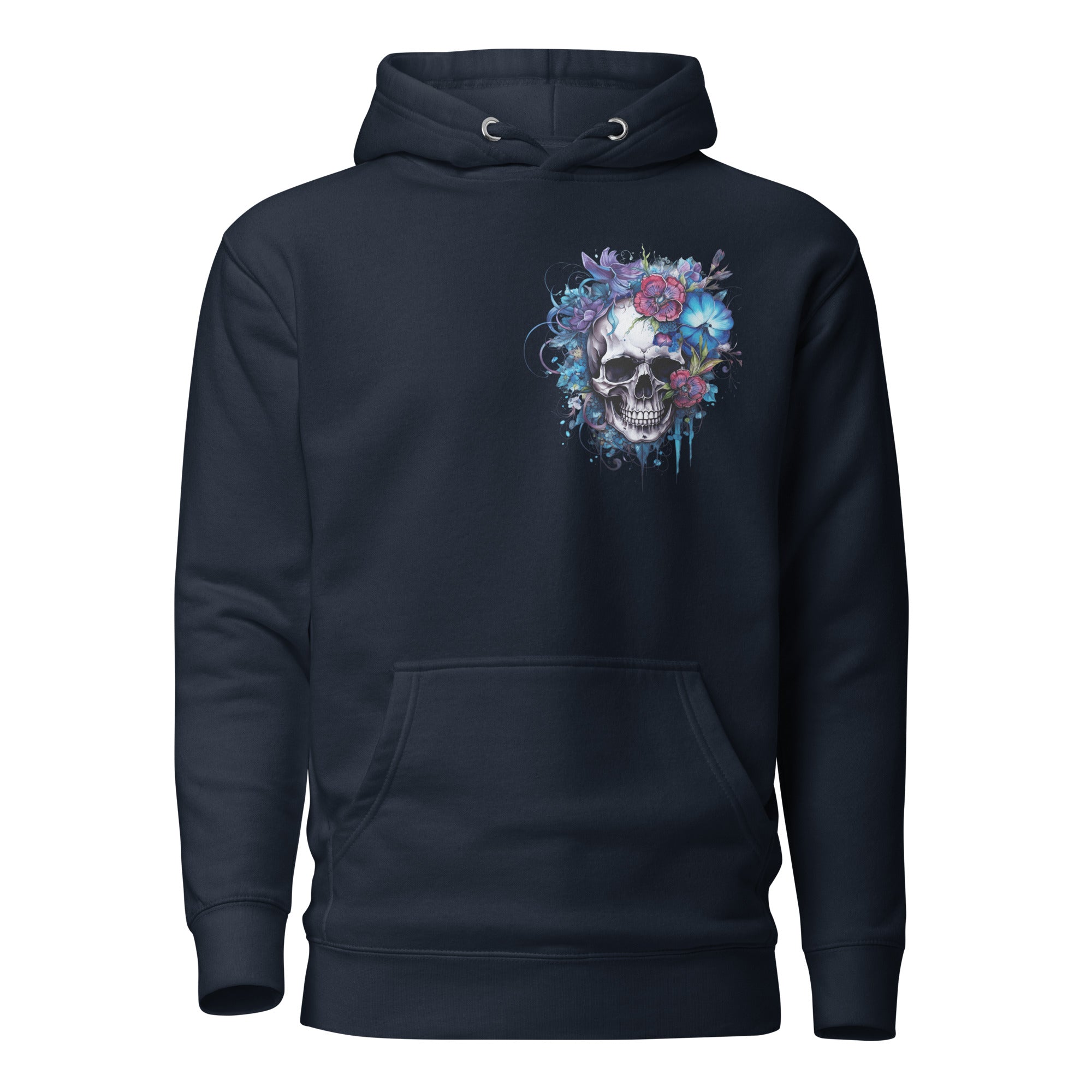 Purple and Blue Floral Skull Unisex Hoodie-Phoenix Styles