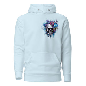 Purple and Blue Floral Skull Unisex Hoodie-Phoenix Styles