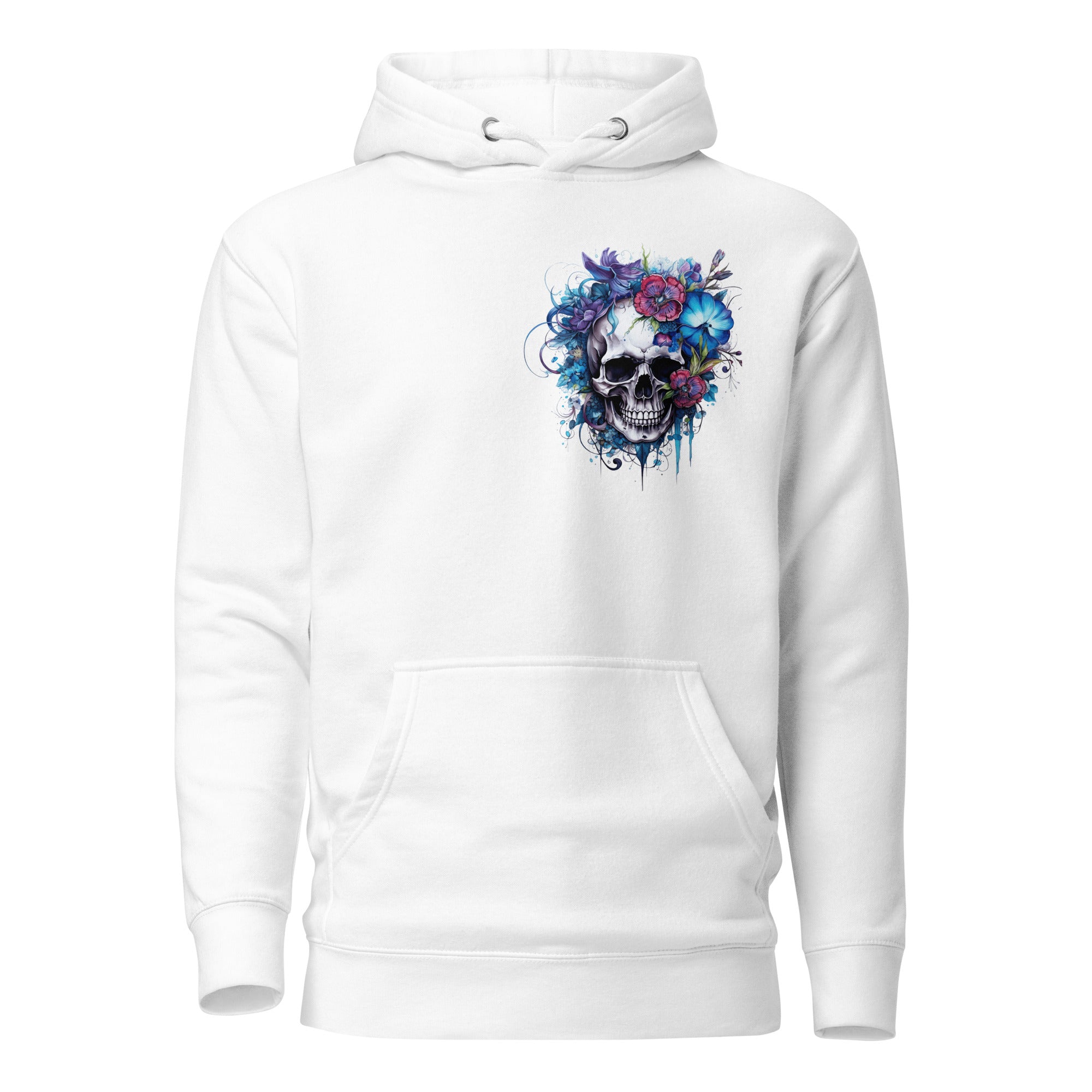 Purple and Blue Floral Skull Unisex Hoodie-Phoenix Styles