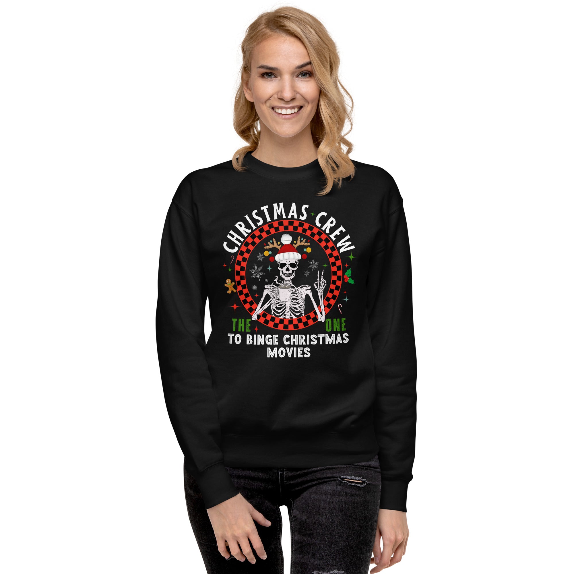 The One To Binge Christmas Movies Premium Sweatshirt-Phoenix Styles