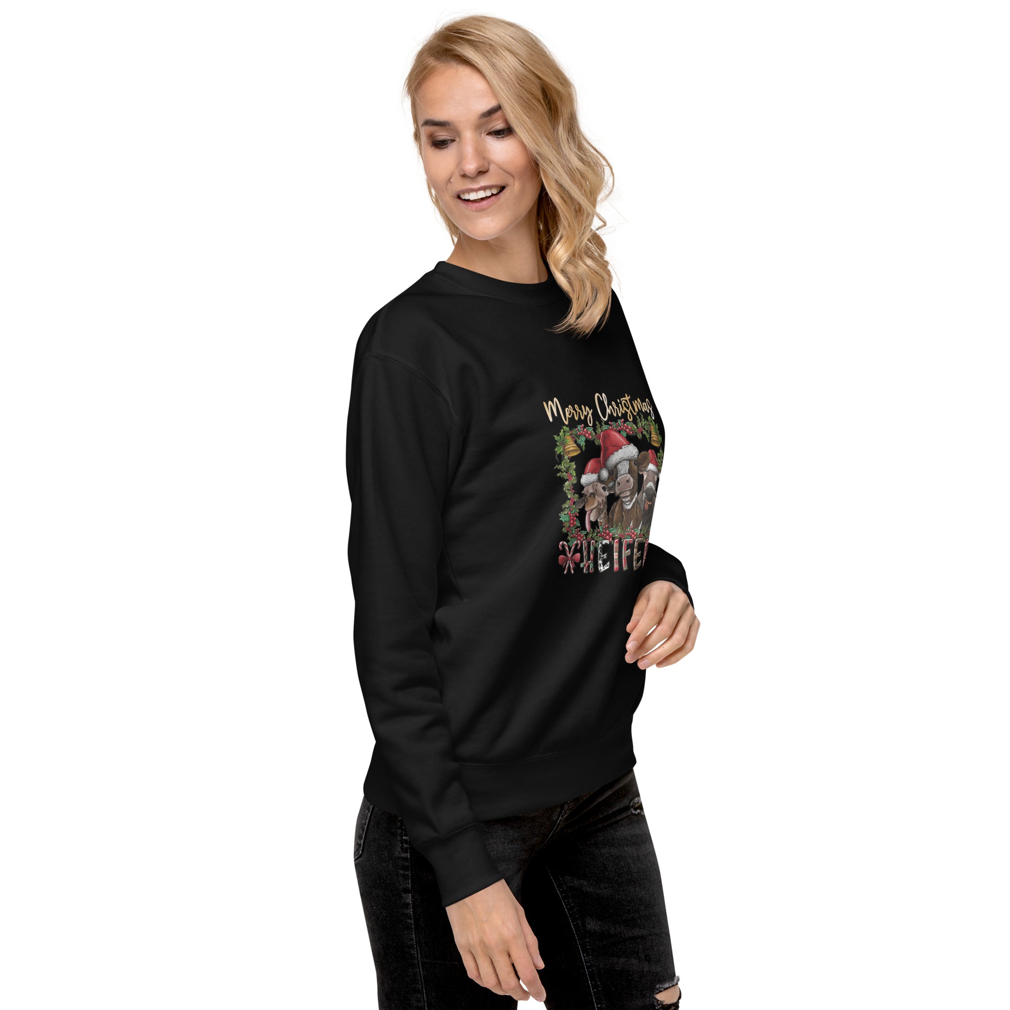 Merry Christmas Heifer Unisex Premium Sweatshirt-Phoenix Styles