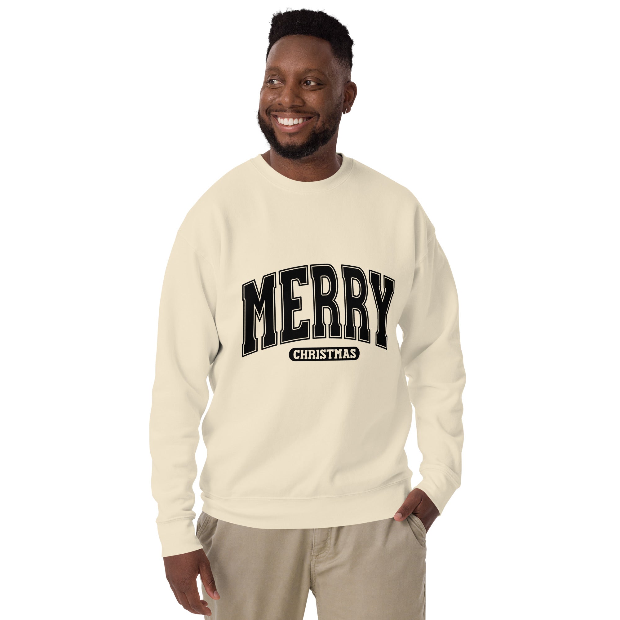 Merry Christmas Black Print Unisex Premium Sweatshirt-Phoenix Styles