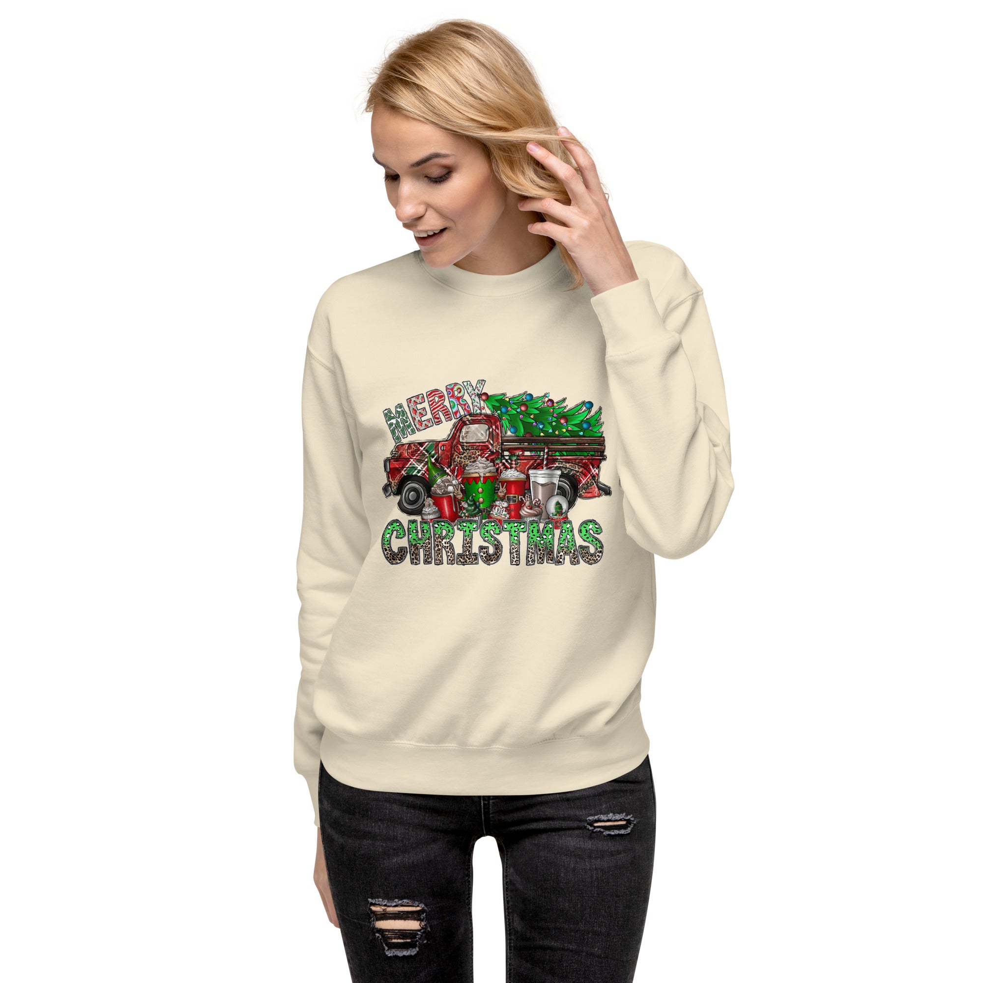 Merry Christmas Truck Unisex Premium Sweatshirt-Phoenix Styles