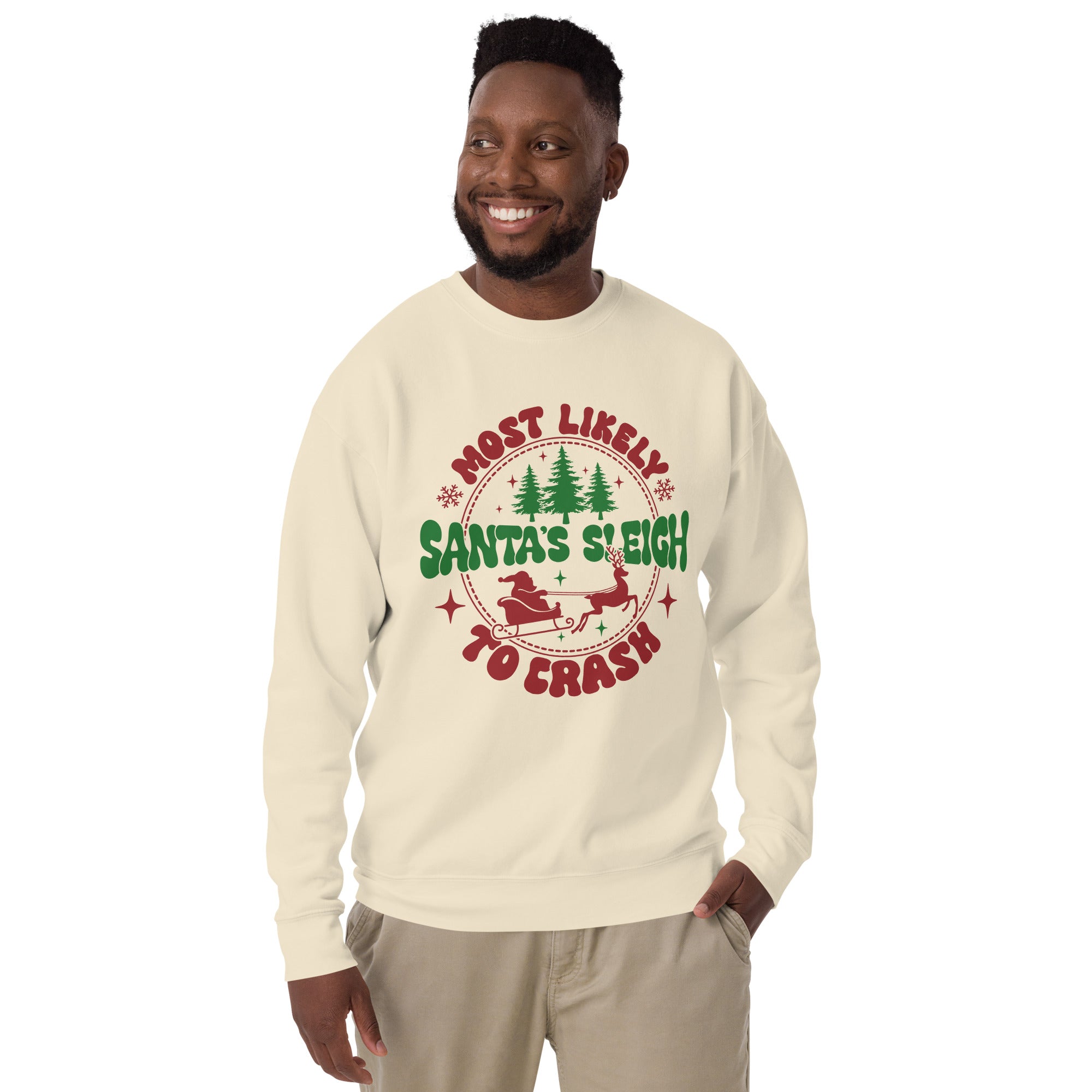 Most Likely To Crash Santa's Sleigh Unisex Premium Sweatshirt-Phoenix Styles