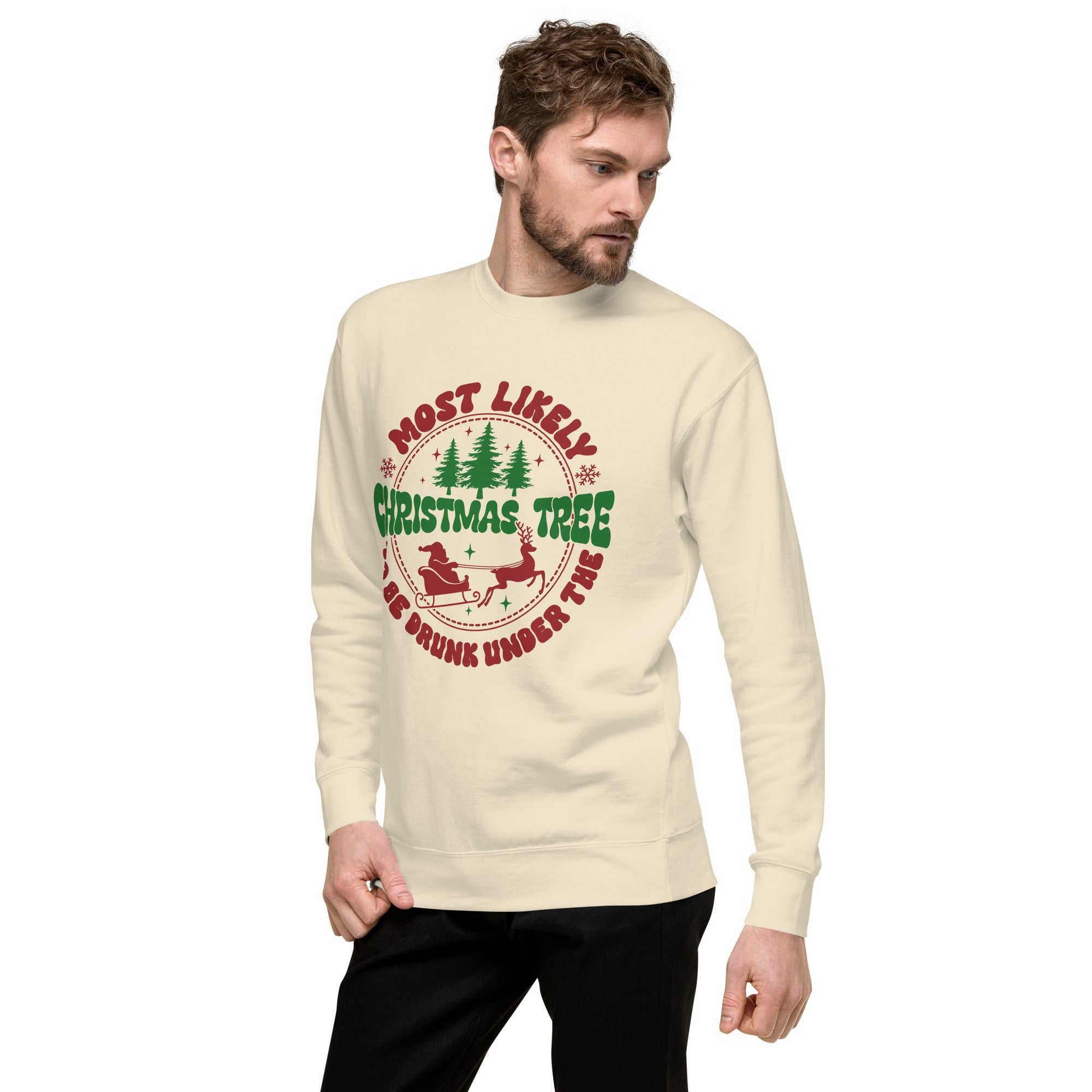 Most Likely To Be Drunk Under The Christmas Tree Unisex Premium Sweatshirt-Phoenix Styles