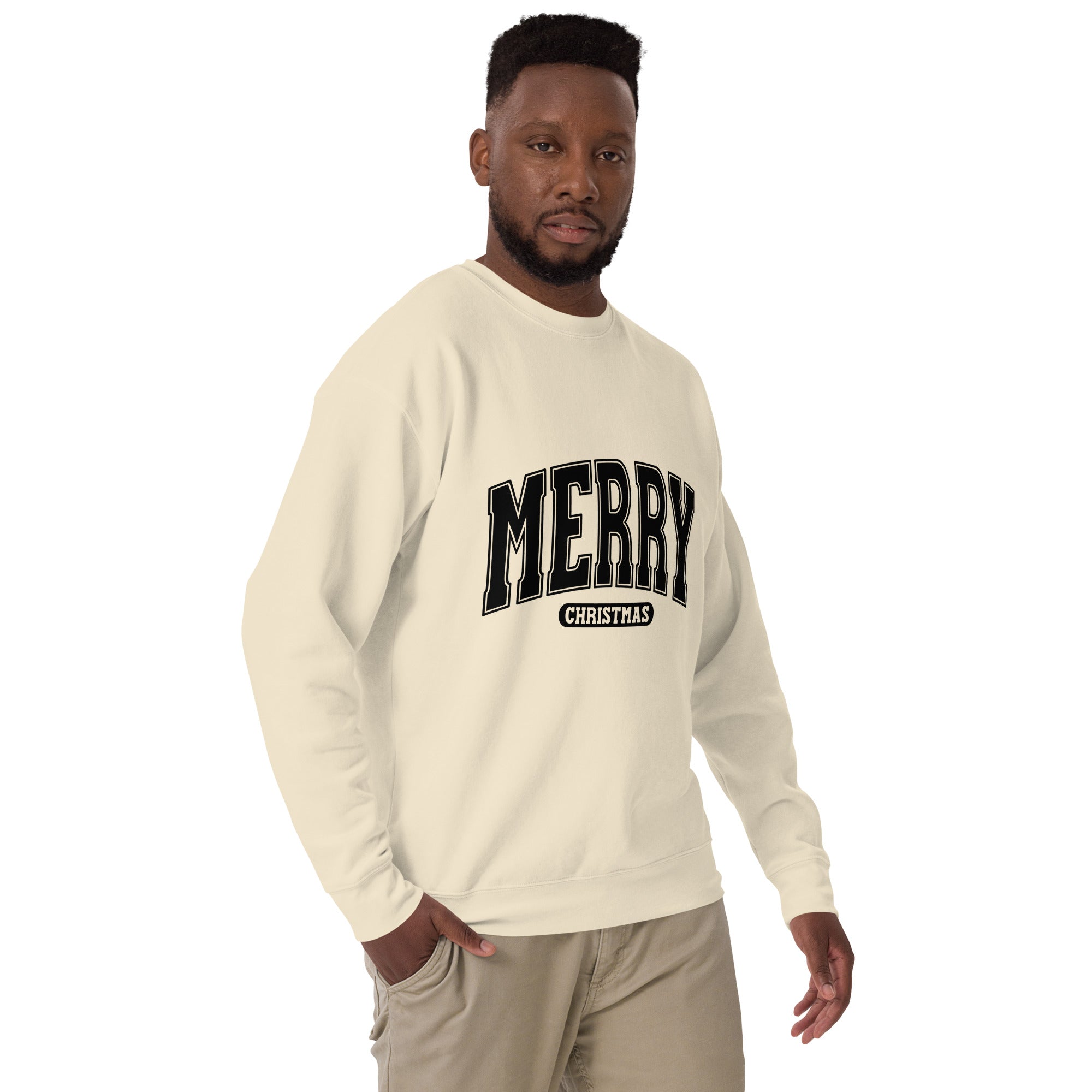 Merry Christmas Black Print Unisex Premium Sweatshirt-Phoenix Styles