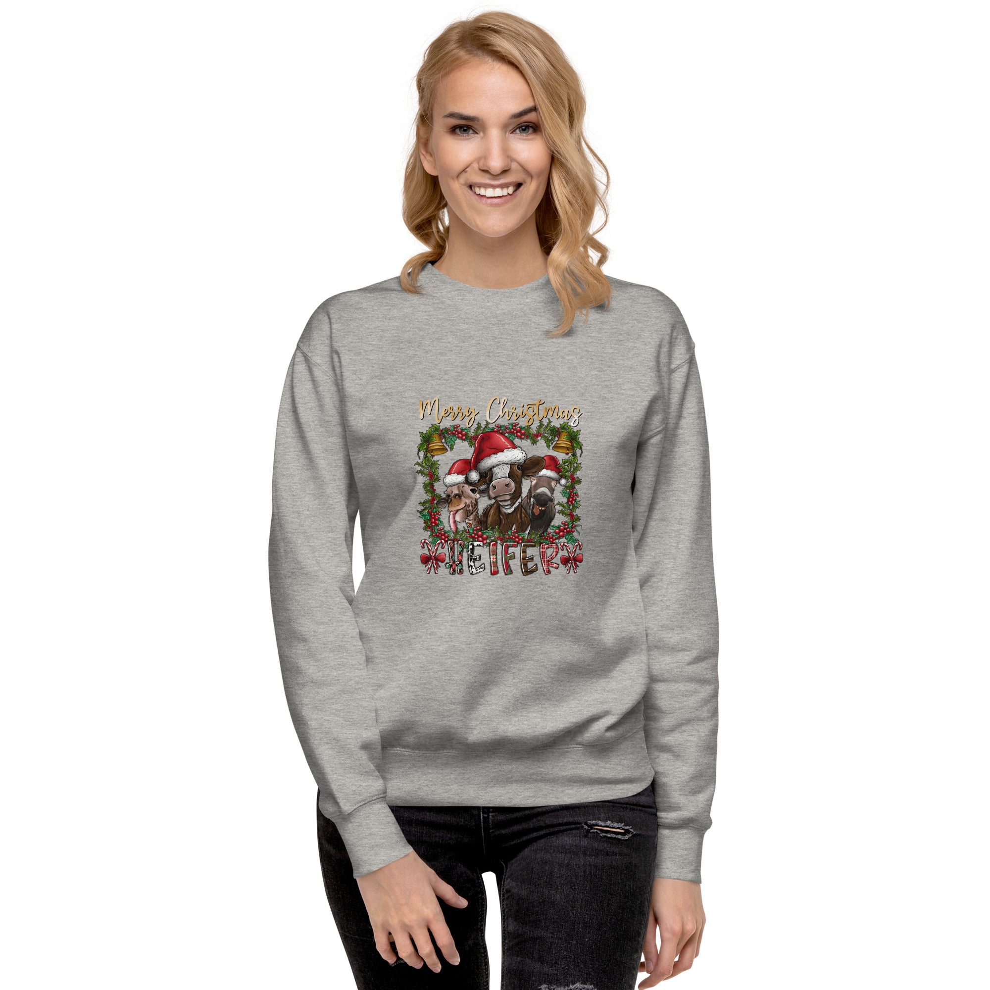 Merry Christmas Heifer Unisex Premium Sweatshirt-Phoenix Styles