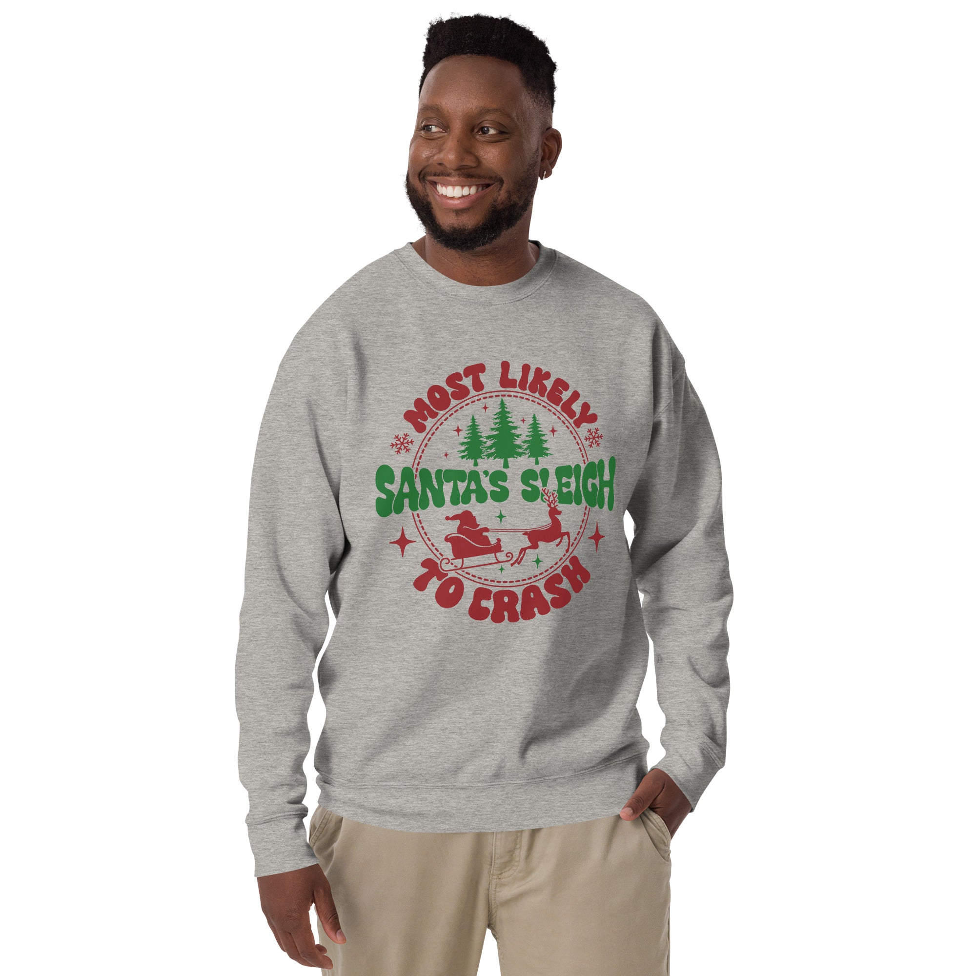 Most Likely To Crash Santa's Sleigh Unisex Premium Sweatshirt-Phoenix Styles