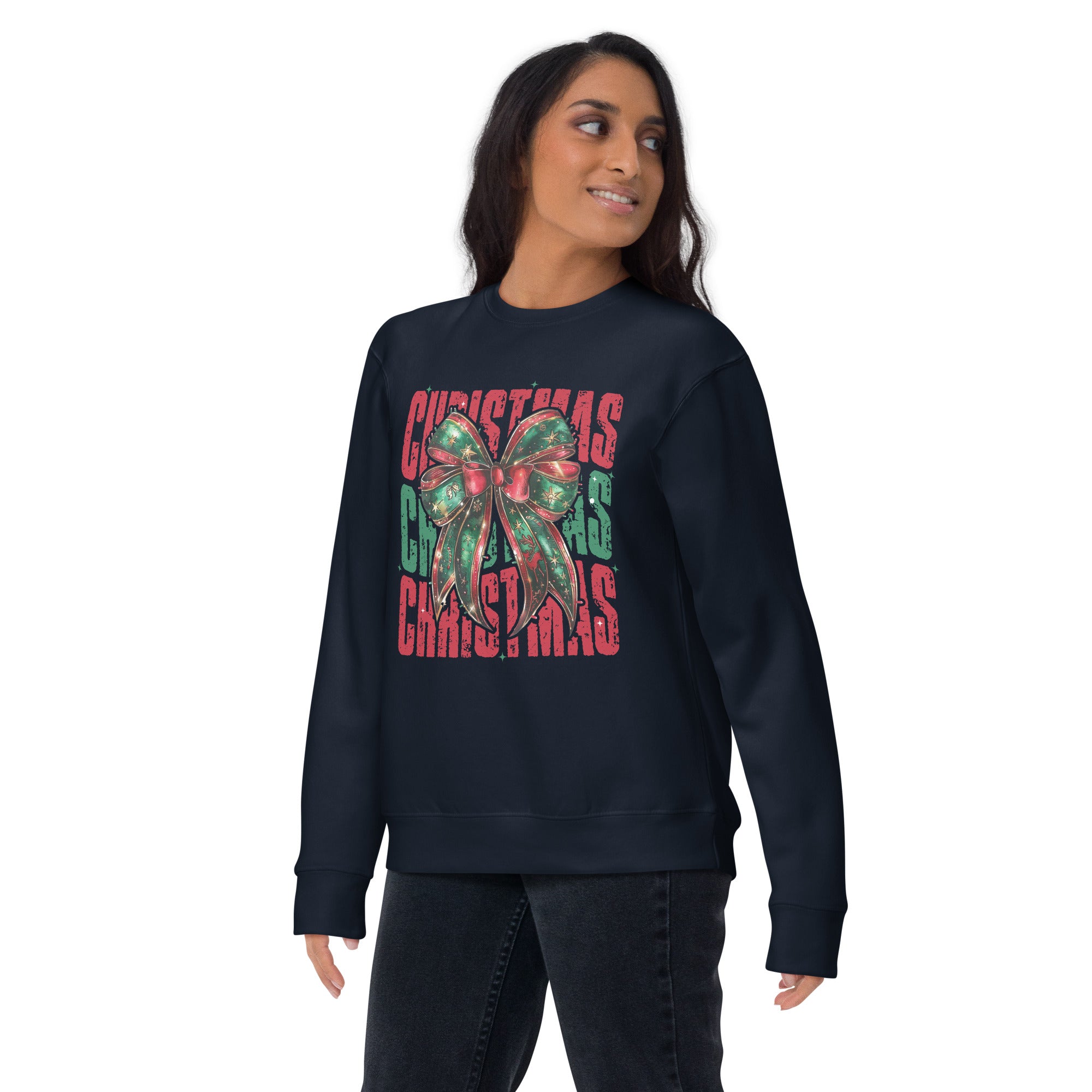 Holiday Coquette Bow Unisex Premium Sweatshirt-Phoenix Styles