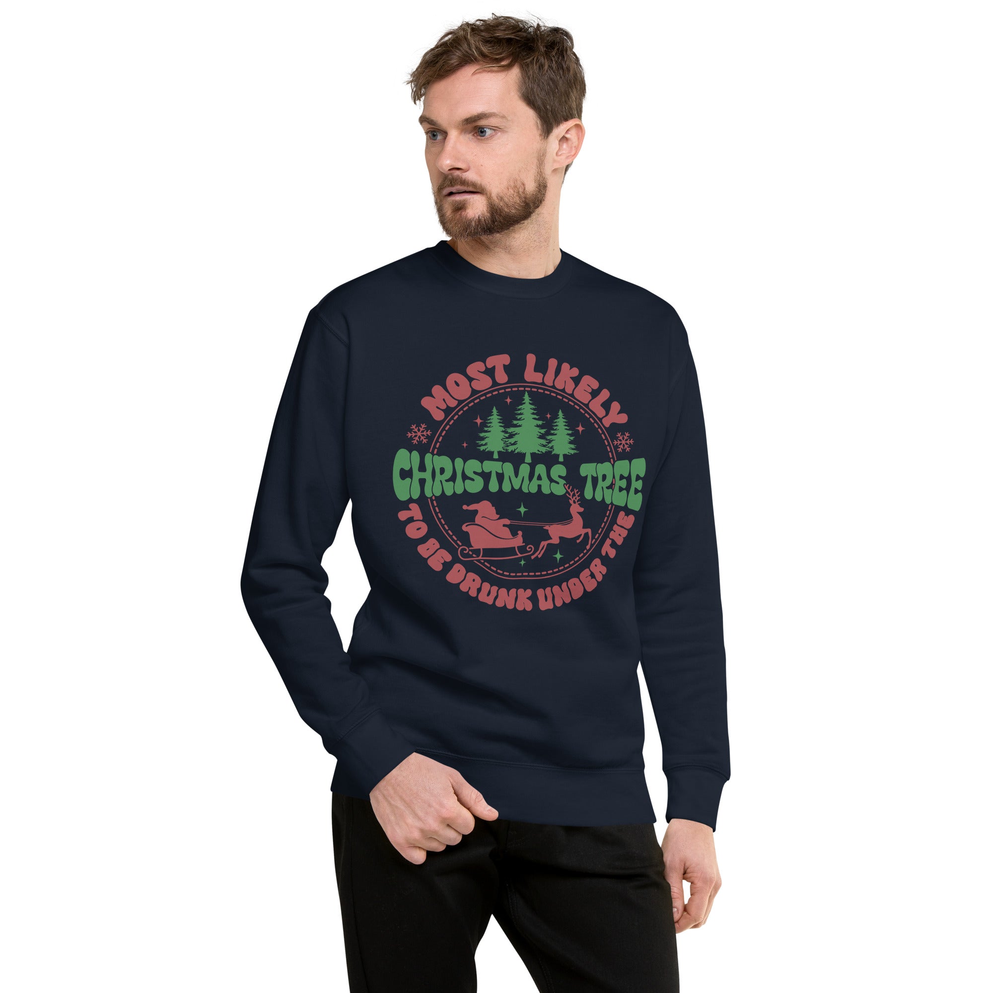 Most Likely To Be Drunk Under The Christmas Tree Unisex Premium Sweatshirt-Phoenix Styles