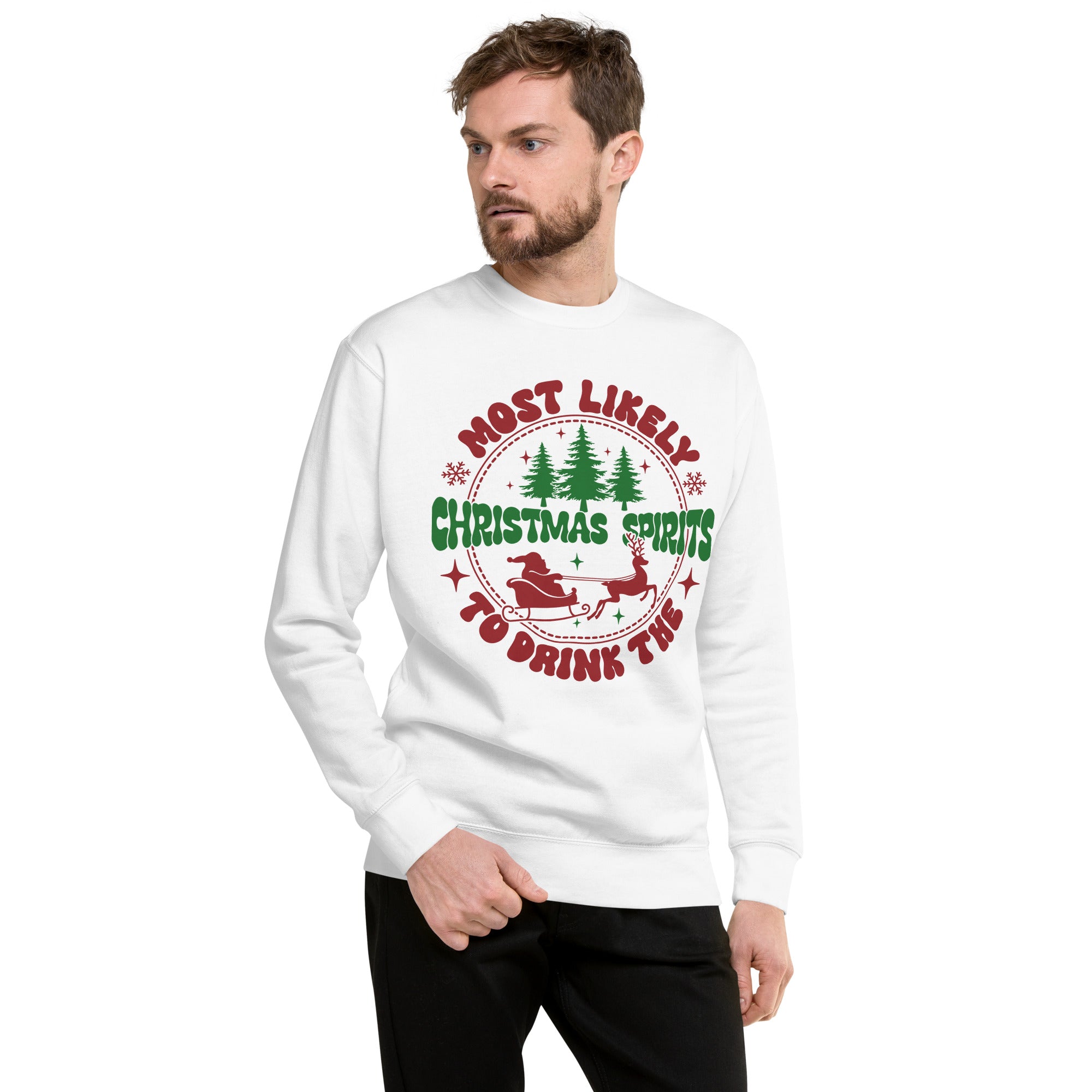 Most Likely To Drink The Christmas Spirits Premium Sweatshirt-Phoenix Styles