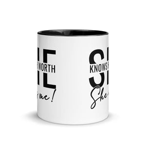 She Knowns Her Worth Mug with Color Inside-Phoenix Styles