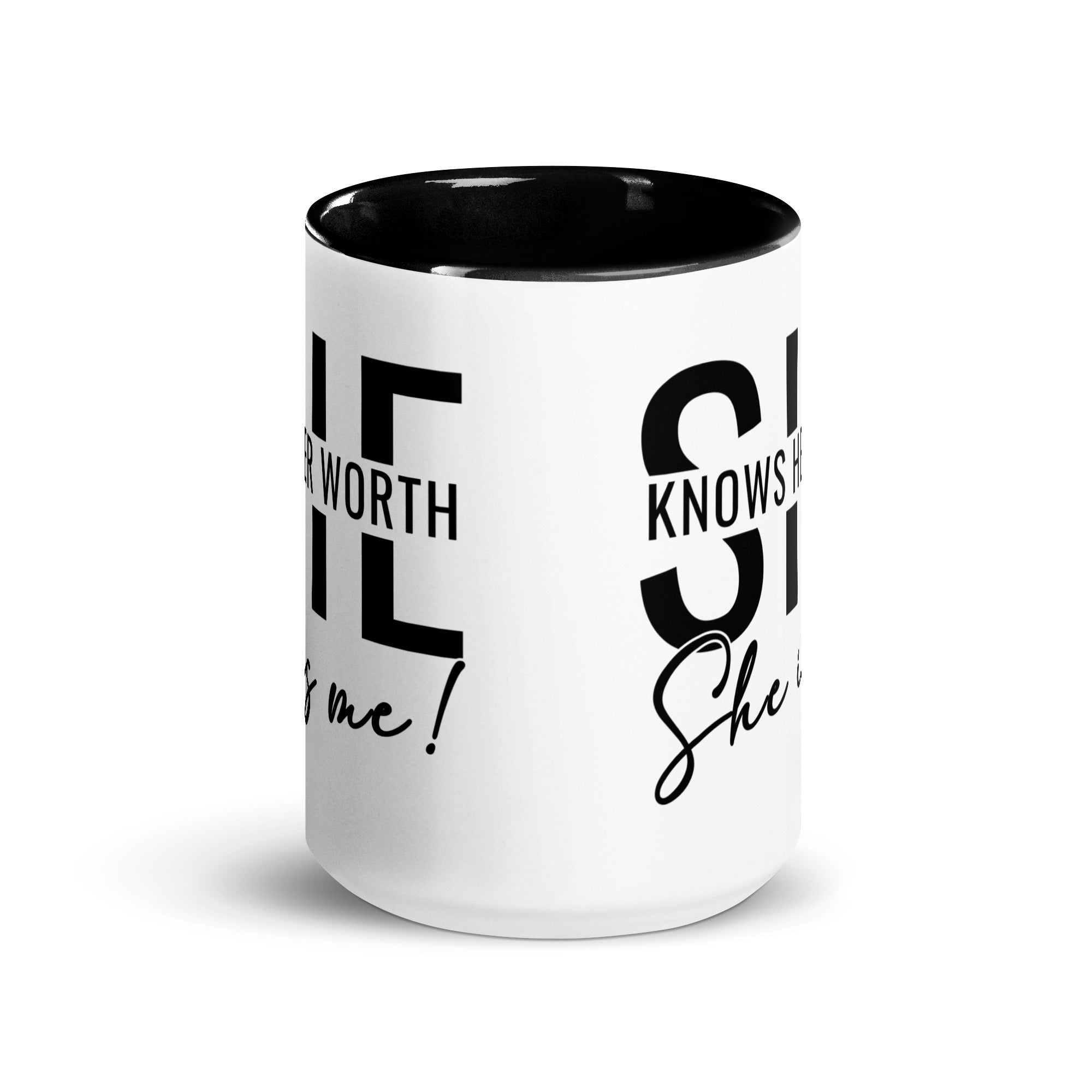 She Knowns Her Worth Mug with Color Inside-Phoenix Styles