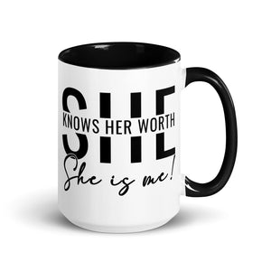 She Knowns Her Worth Mug with Color Inside-Phoenix Styles