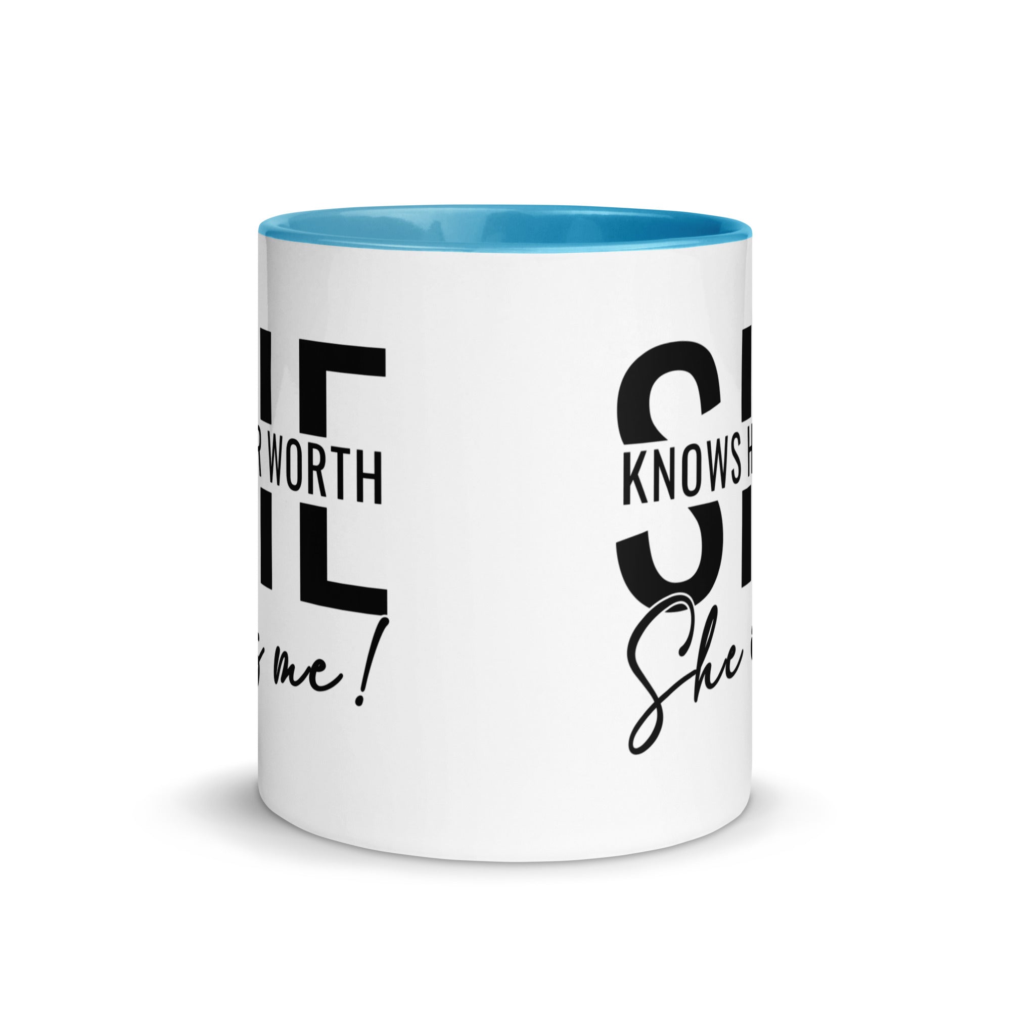 She Knowns Her Worth Mug with Color Inside-Phoenix Styles