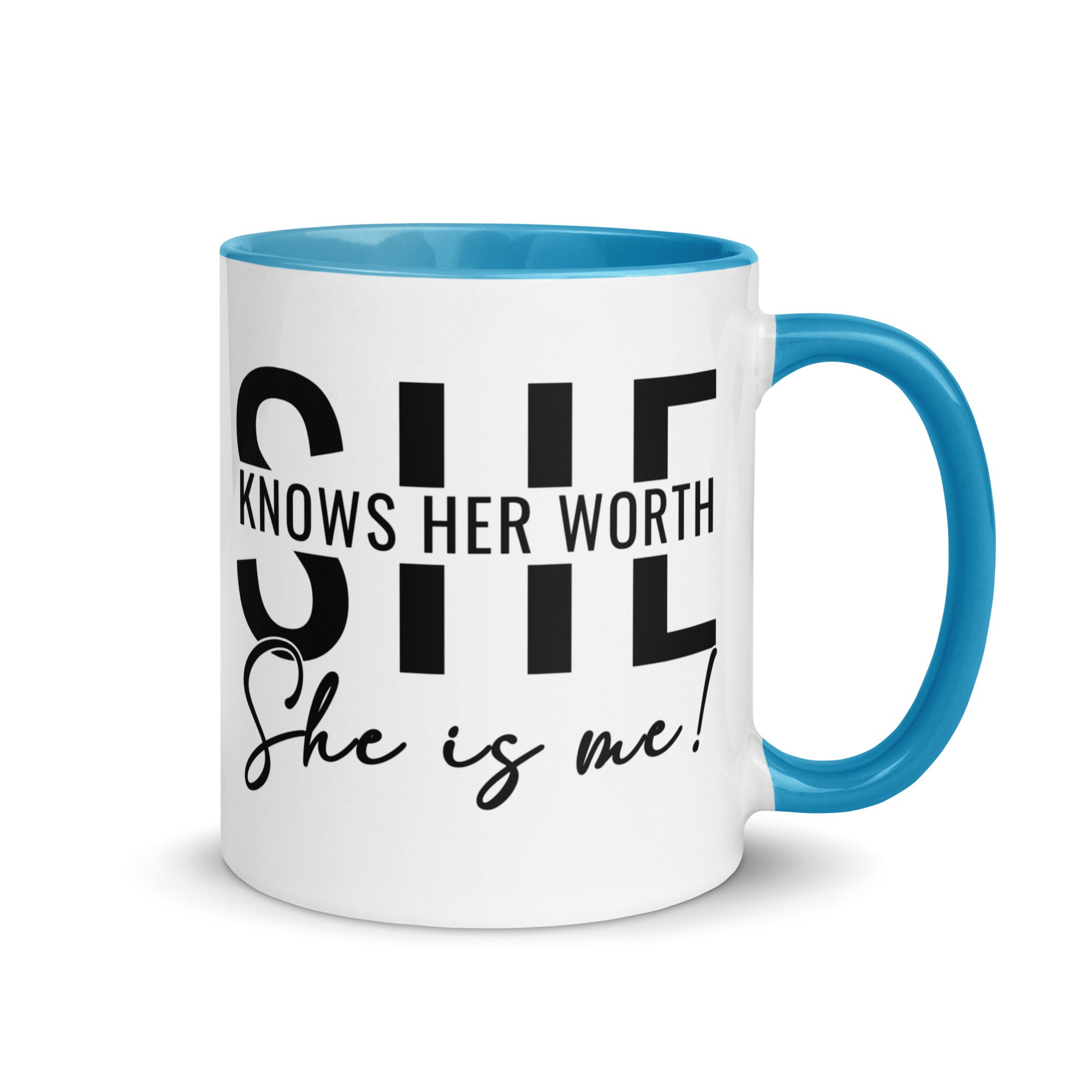 She Knowns Her Worth Mug with Color Inside-Phoenix Styles