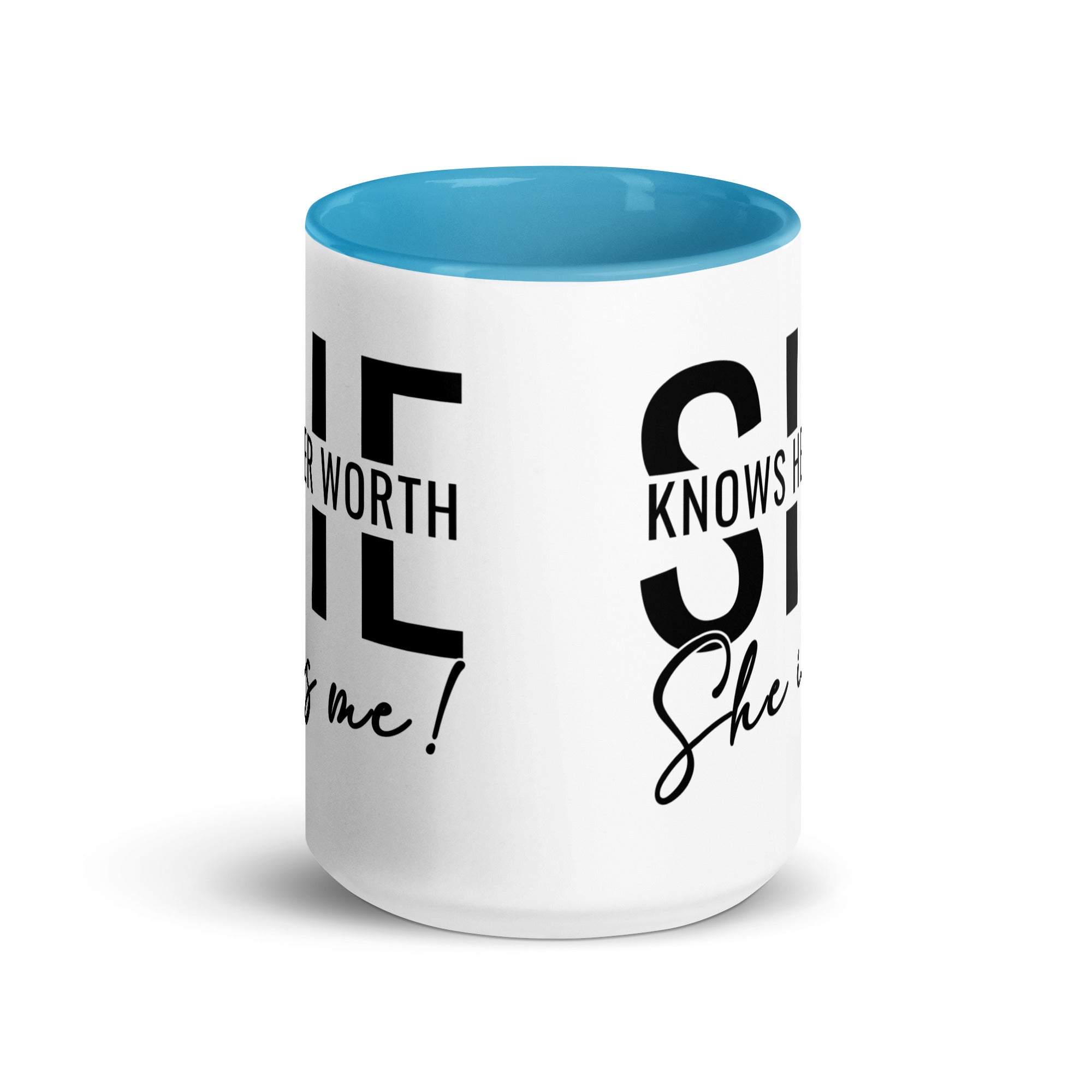 She Knowns Her Worth Mug with Color Inside-Phoenix Styles