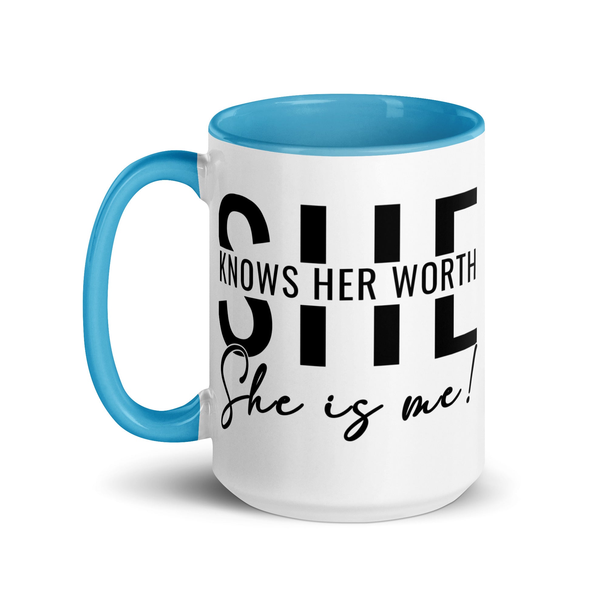 She Knowns Her Worth Mug with Color Inside-Phoenix Styles