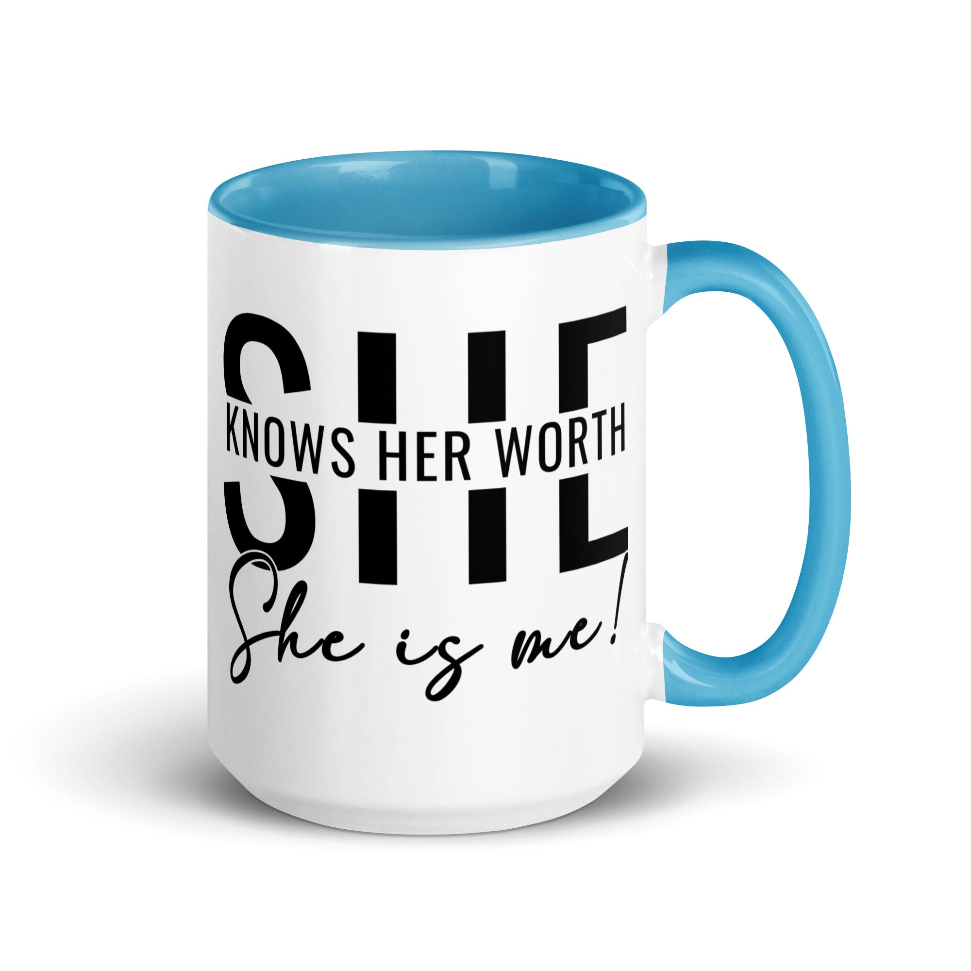 She Knowns Her Worth Mug with Color Inside-Phoenix Styles