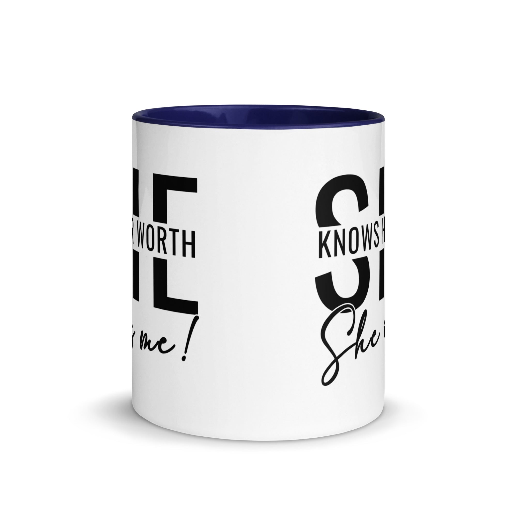 She Knowns Her Worth Mug with Color Inside-Phoenix Styles