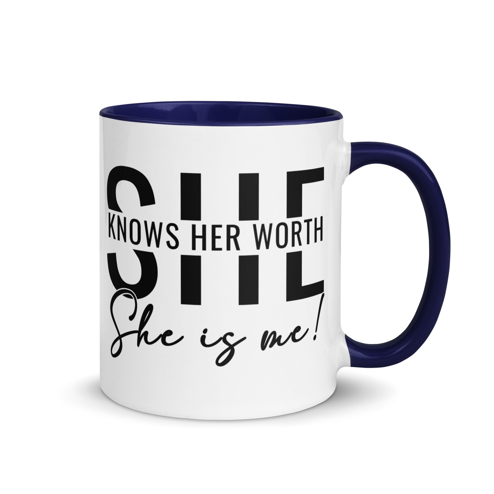 She Knowns Her Worth Mug with Color Inside-Phoenix Styles