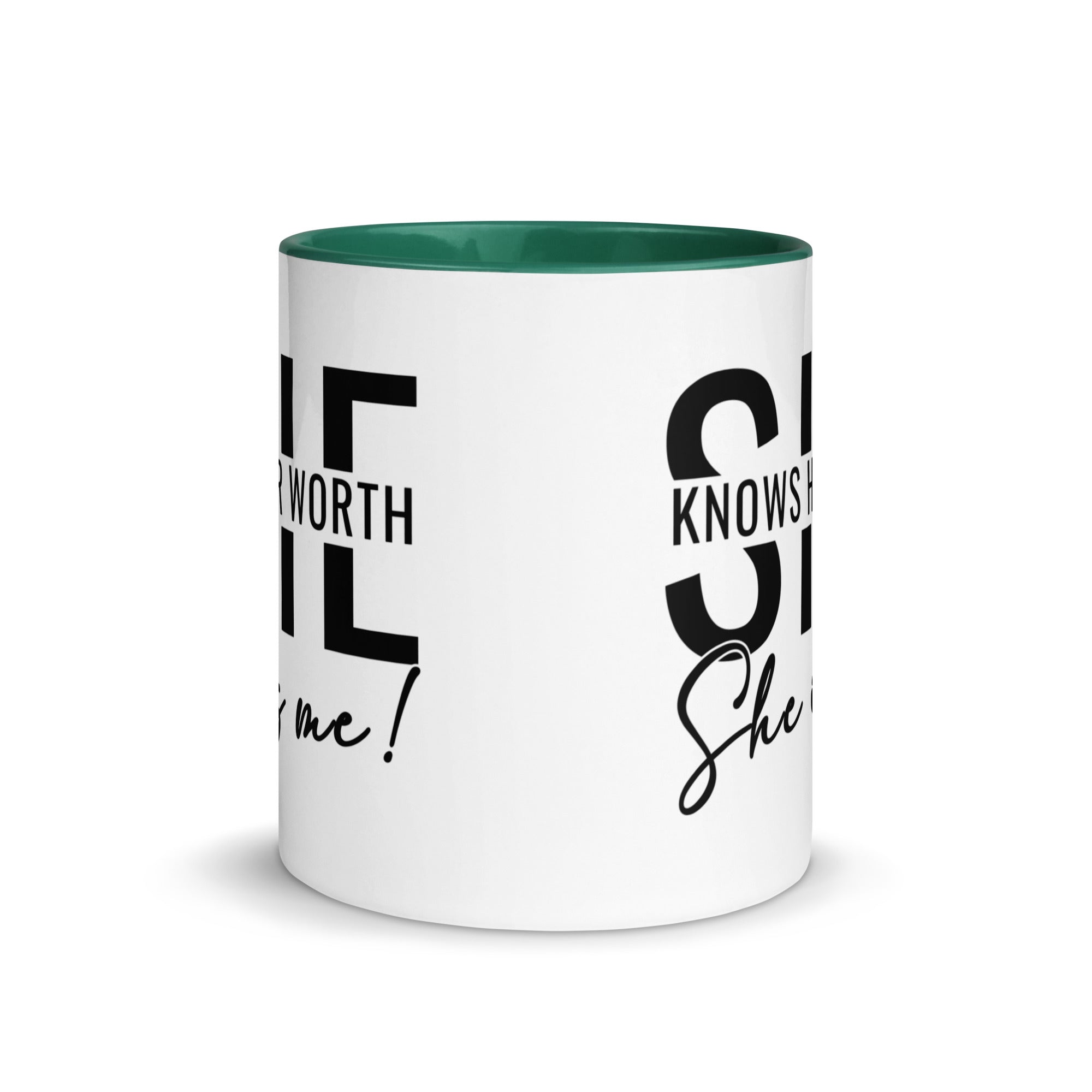 She Knowns Her Worth Mug with Color Inside-Phoenix Styles