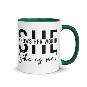 She Knowns Her Worth Mug with Color Inside-Phoenix Styles